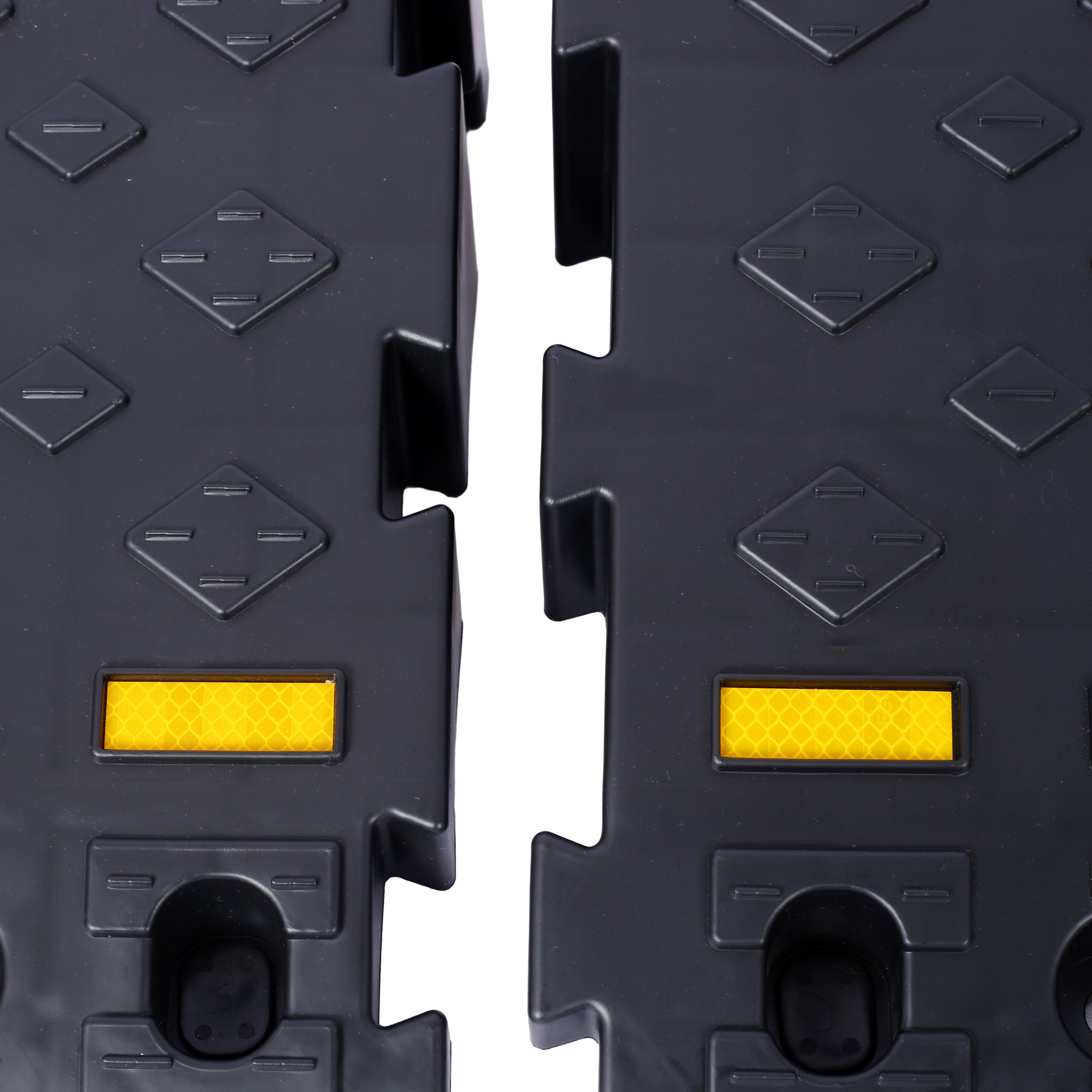 Heavy Duty Plastic 4" High Portable Automotive Curb Ramp For Cars & Wheelchairs Interlocking Design - Black