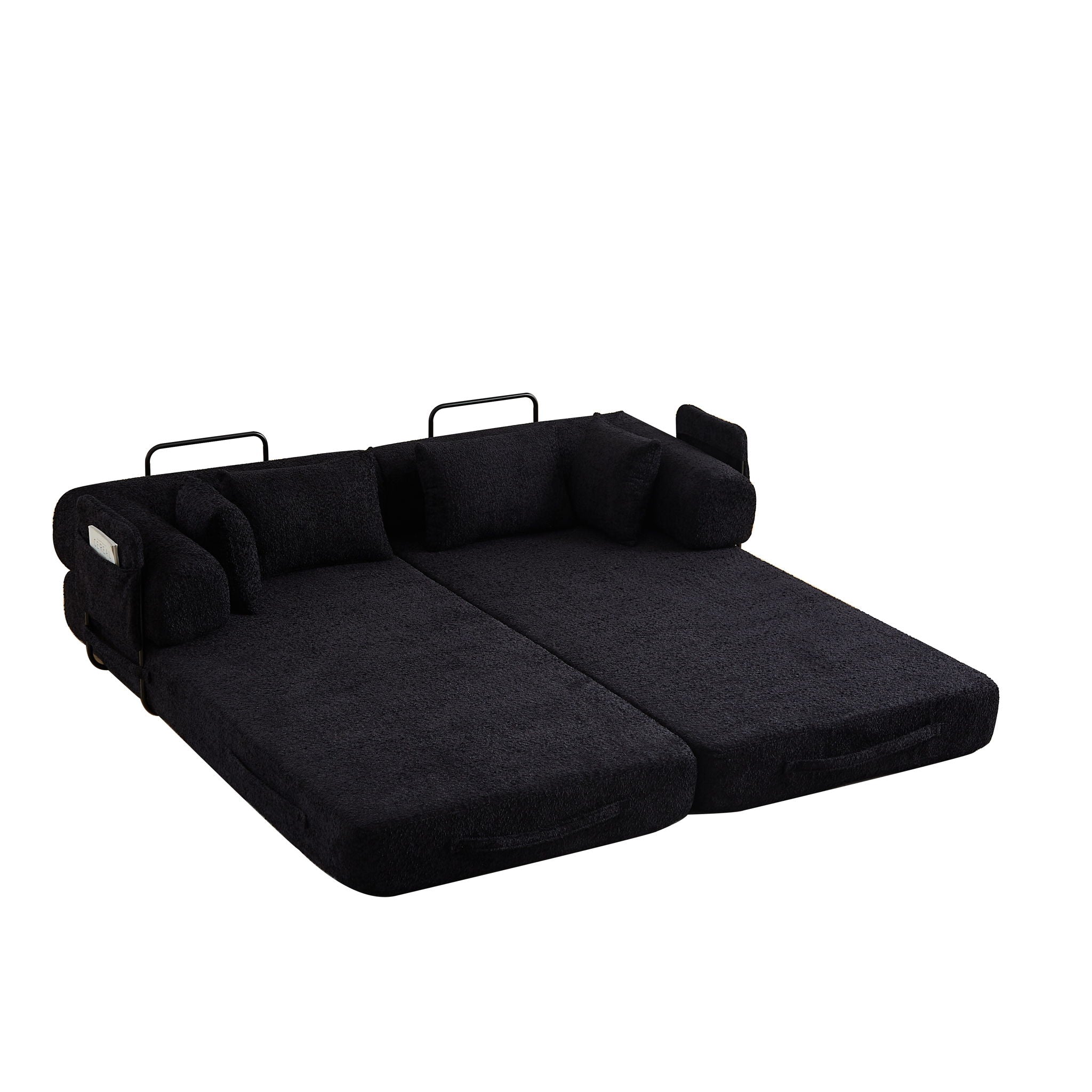 Convertible Sleeper Sofa Bed With Cylindrical Pillow
