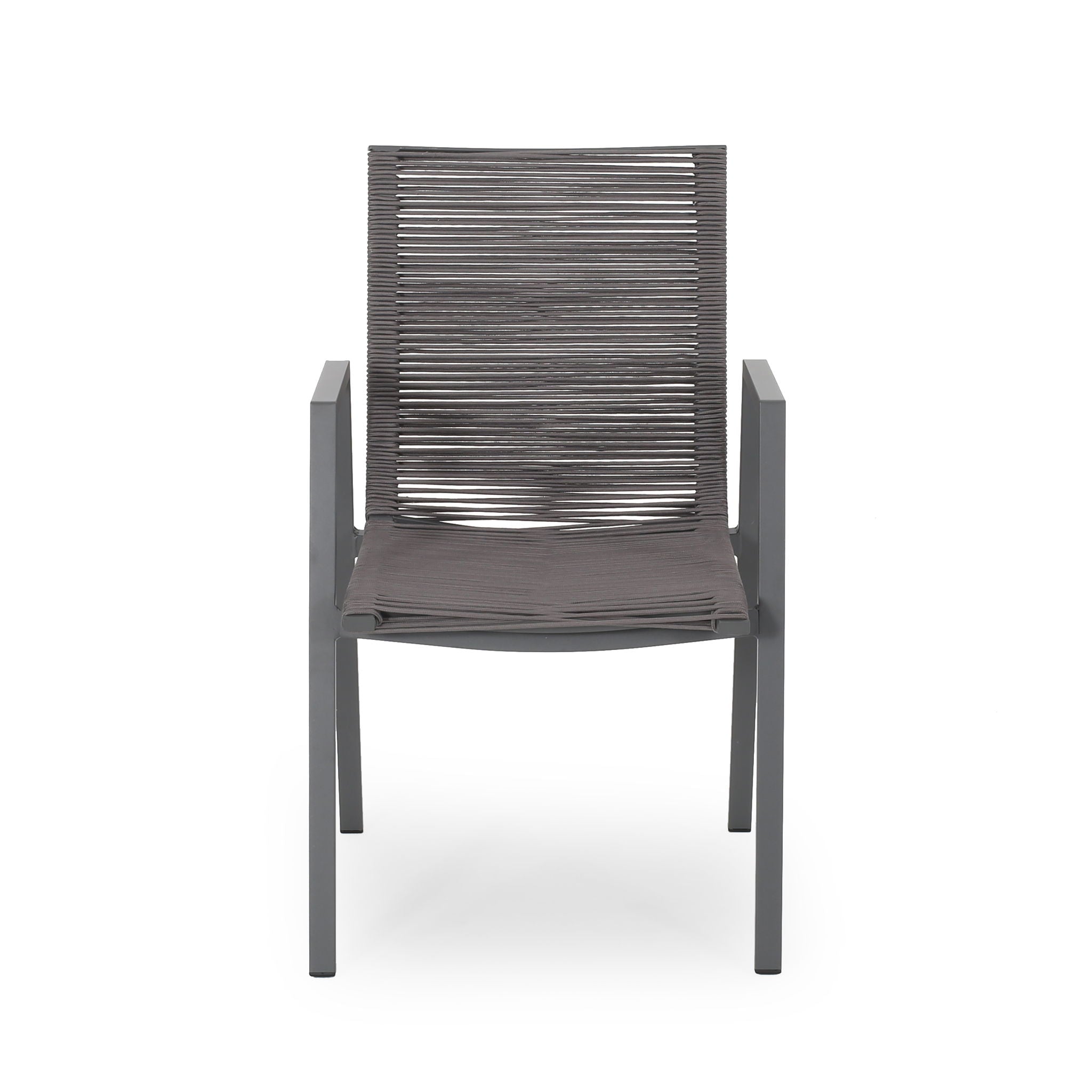 Outdoor Modern Aluminum Dining Chair Set With Rope Sea (Set of 2)