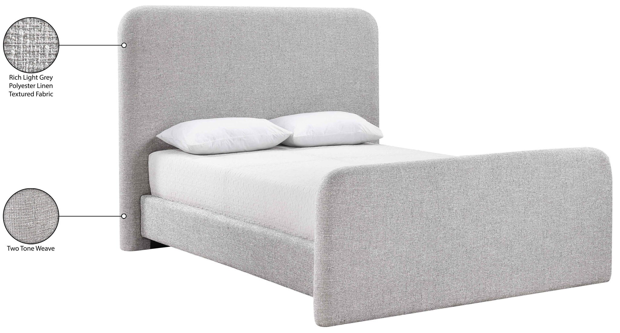 Fira - Linen Textured Fabric Upholstered Bed