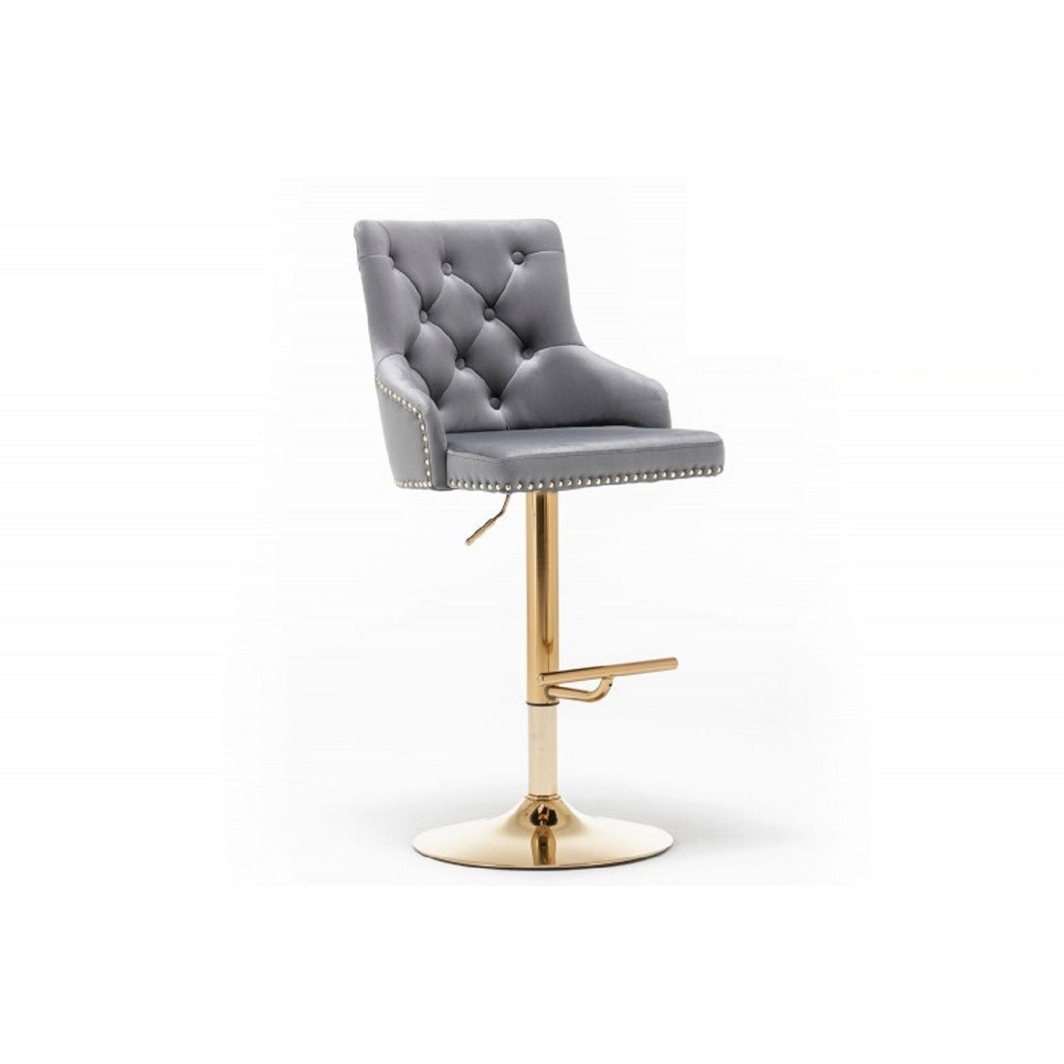 Adjustable Swivel Bar Stool With Nailhead Trim (Set of 2)