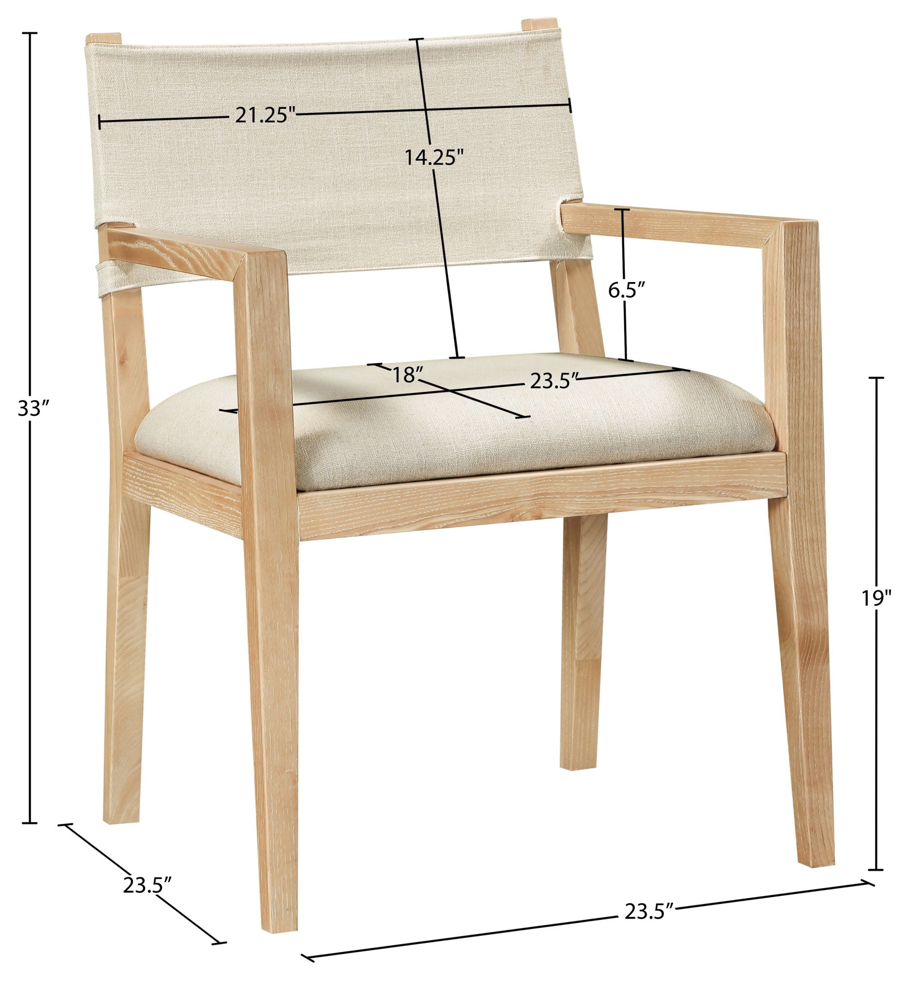 Avon - Linen Textured Performance Fabric Upholstered Dining Arm Chair