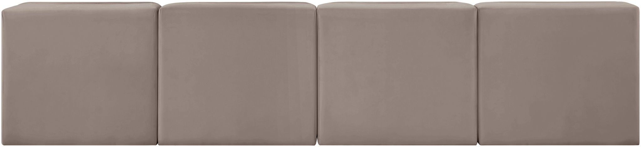 Rummi - Armless Velvet Performance Fabric Upholstered 4 Piece Modular Sofa