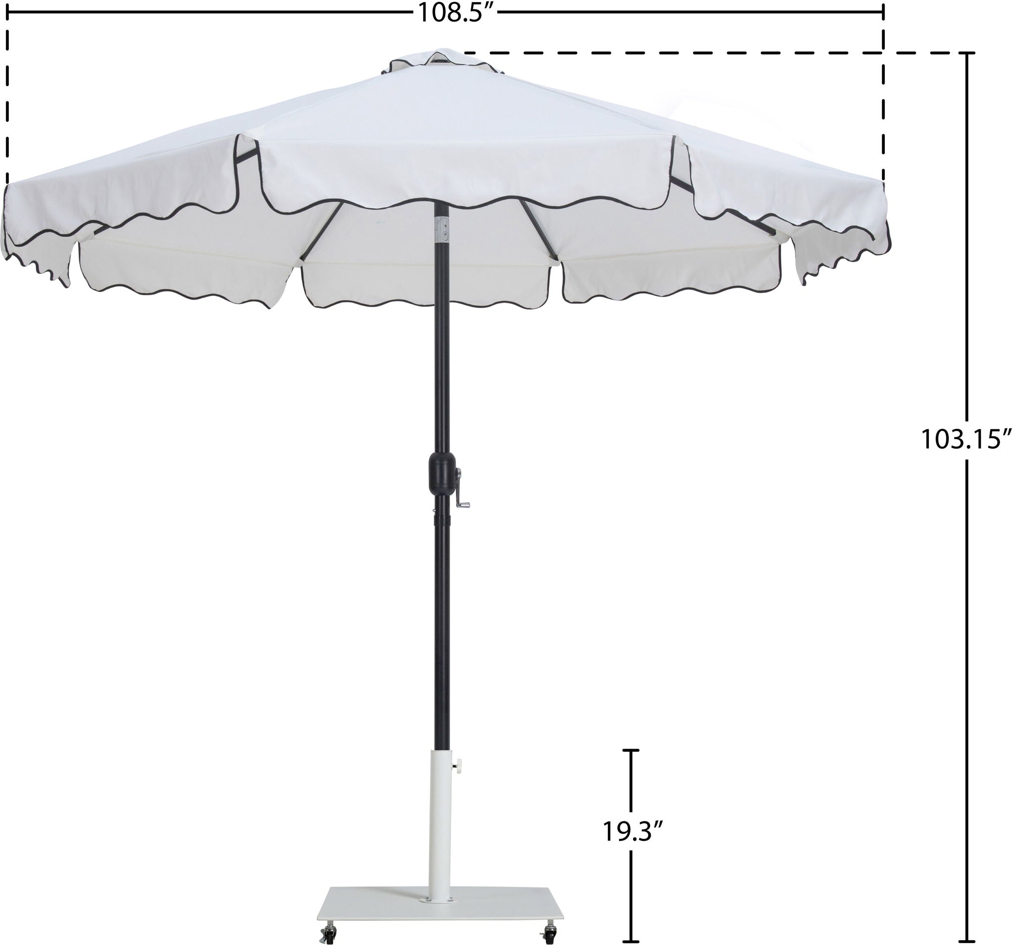 Amalfi - Aluminum Patio Umbrella - White Base / Black Pole