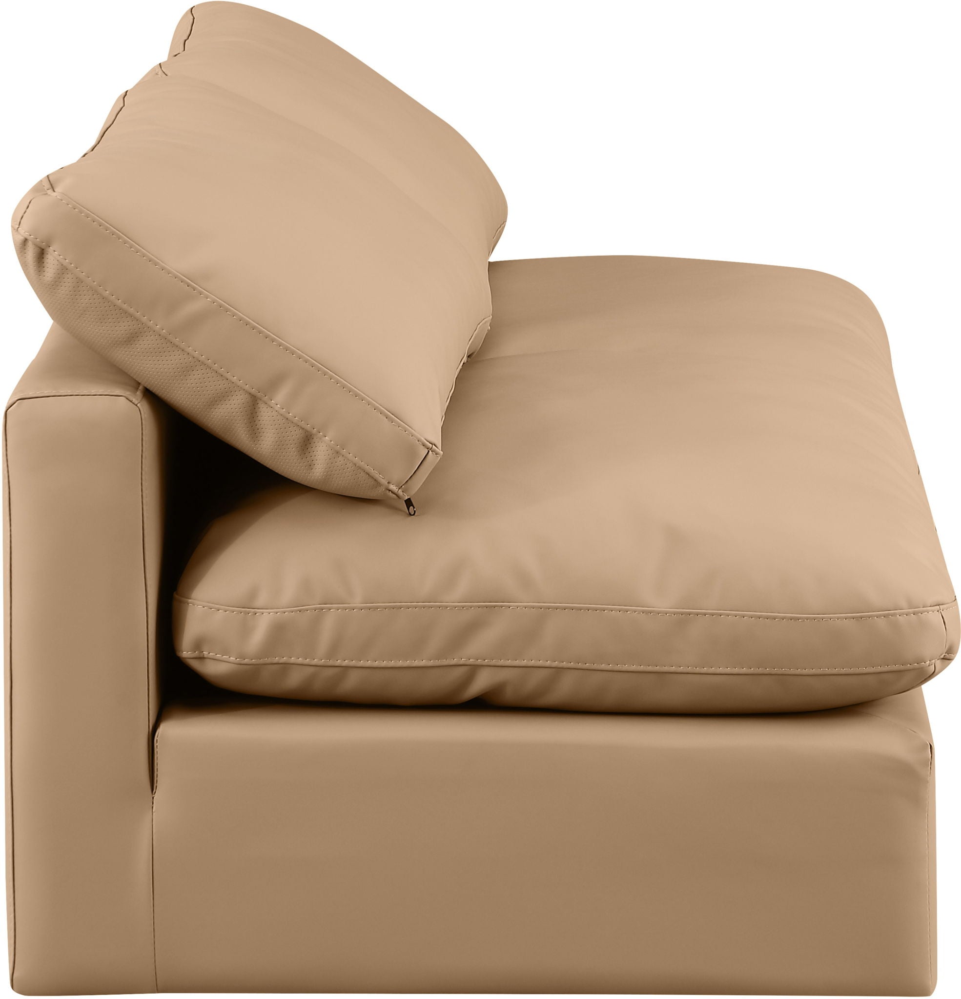 Indulge - Faux Leather 2 Piece Modular Armless Sofa - Tan