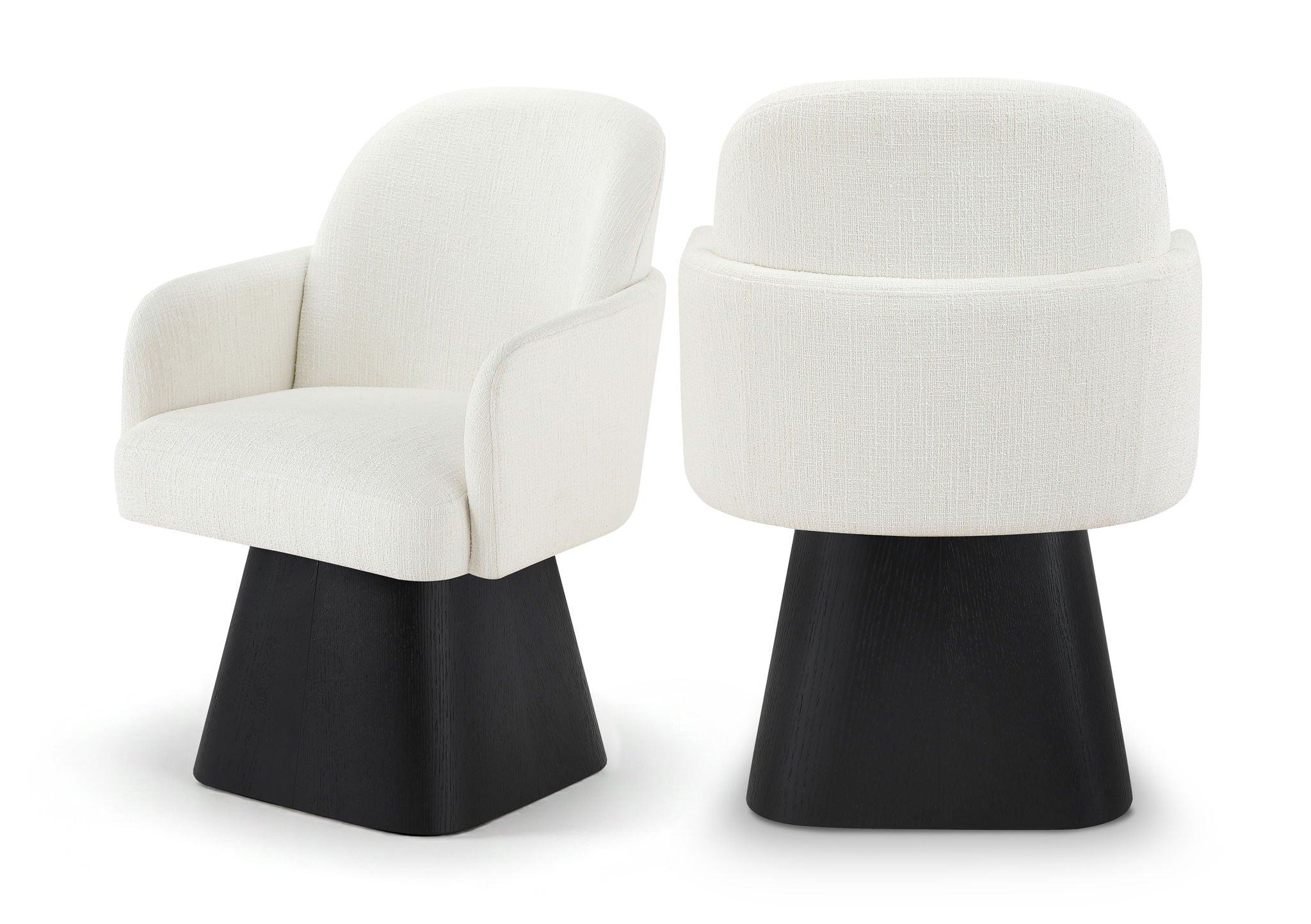 Marlowe - Linen Textured Fabric Upholstered Swivel Dining Arm Chair - Stained Black