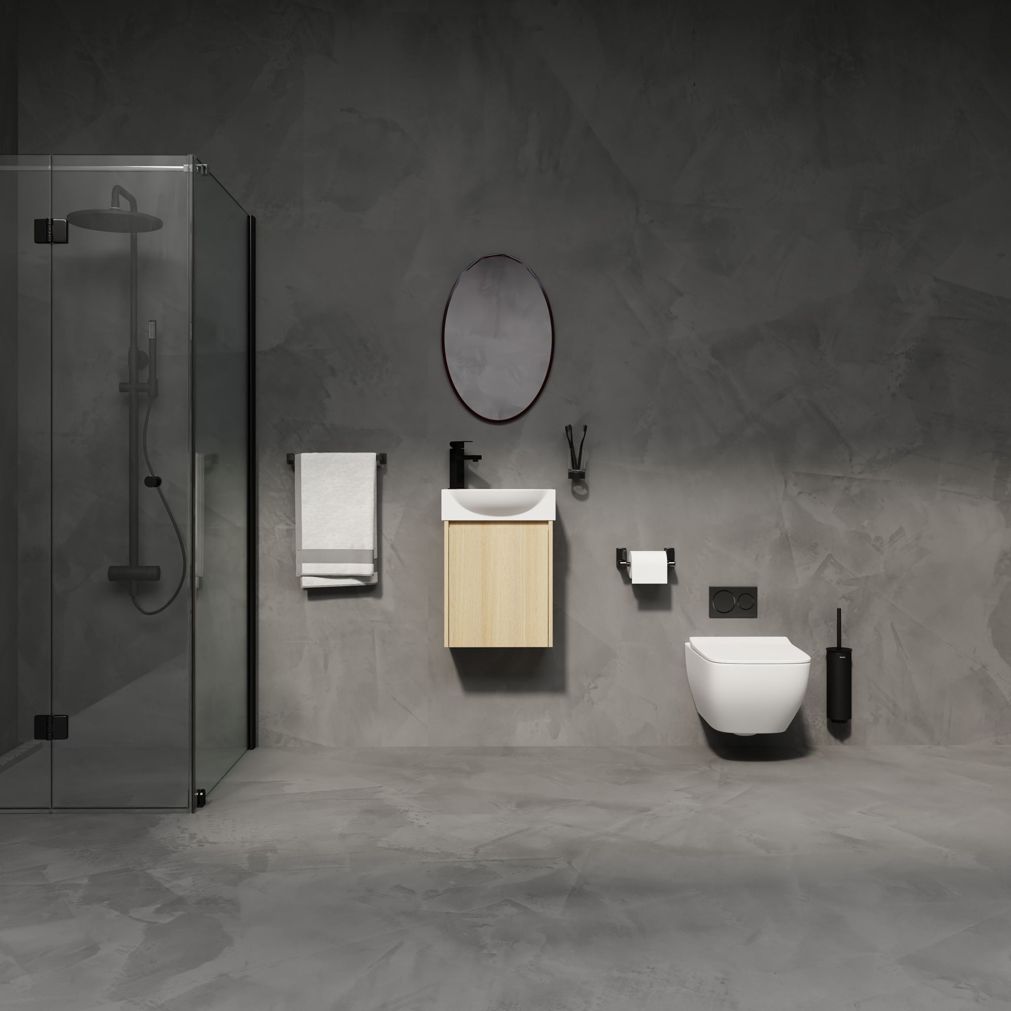 Modern Bathroom Vanity With Ceramic Basin, Wall Mounted Floating Sink Combo, Storage Cabinet