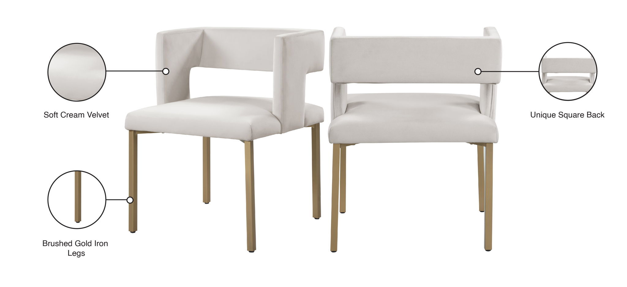 Caleb - Dining Chair with Gold Legs (Set of 2)