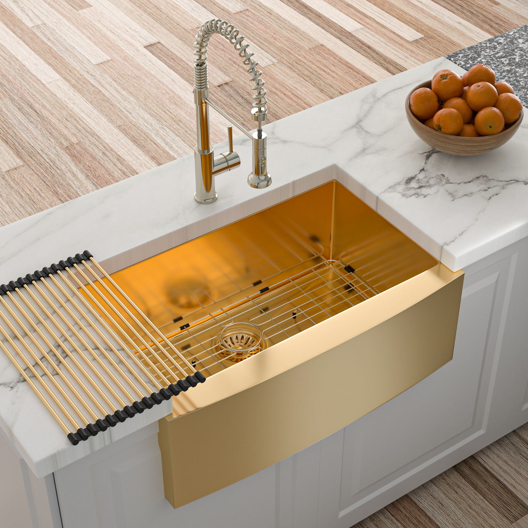 Farmhouse Kitchen Sink, Stainless Steel, Apron Front