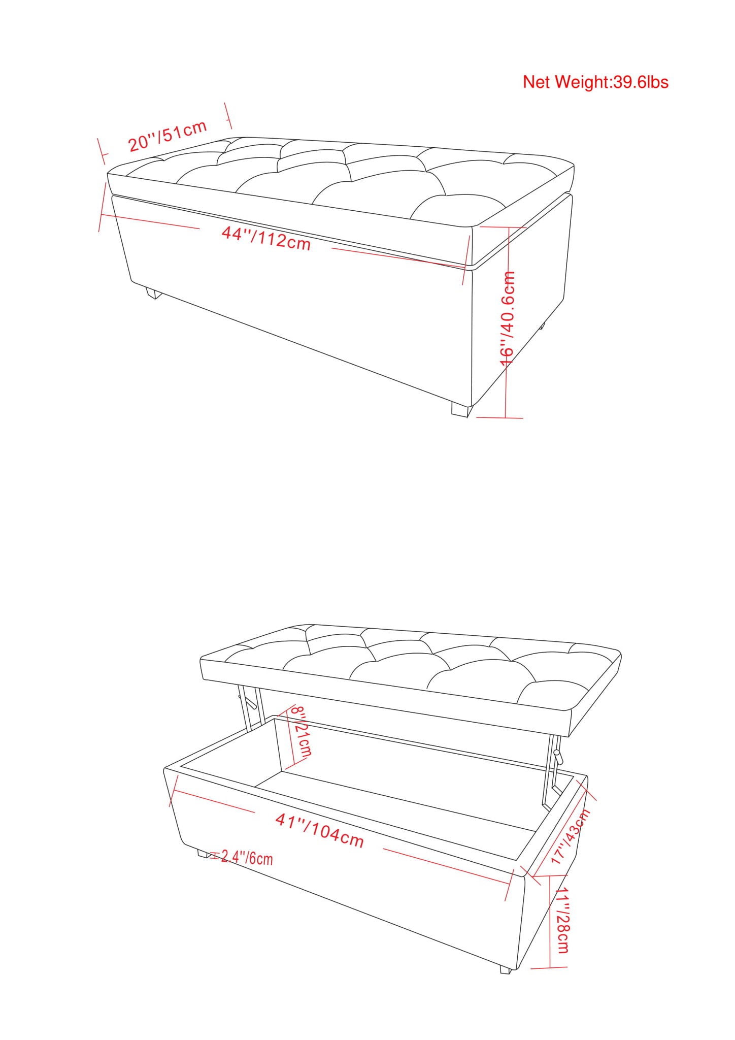 Hamilton - Upholstered Lift Top Rectangular Storage Ottoman