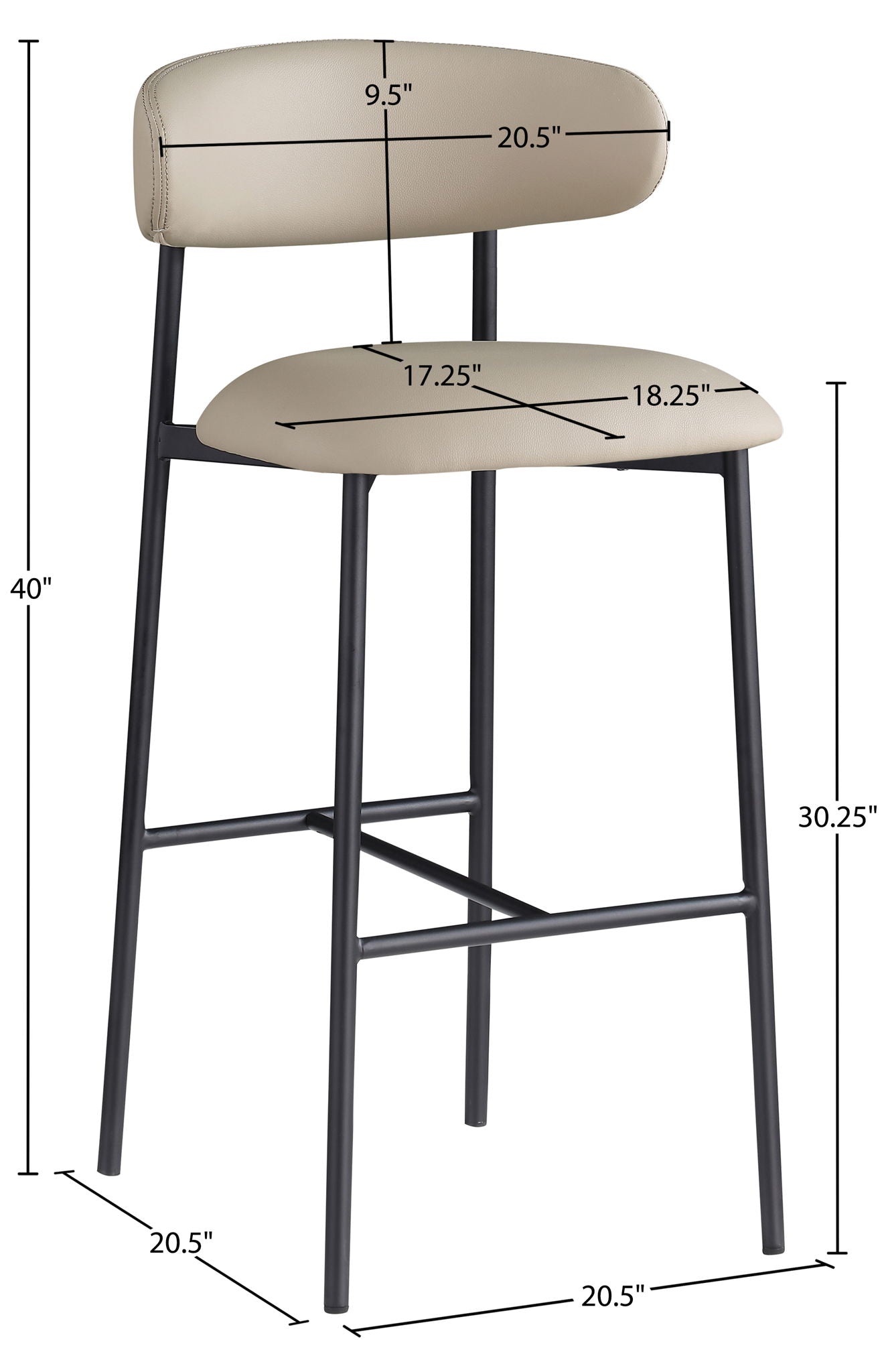 Lupita - Vegan Leather Upholstered Bar Stool (Set of 2) - Taupe / Matte Black