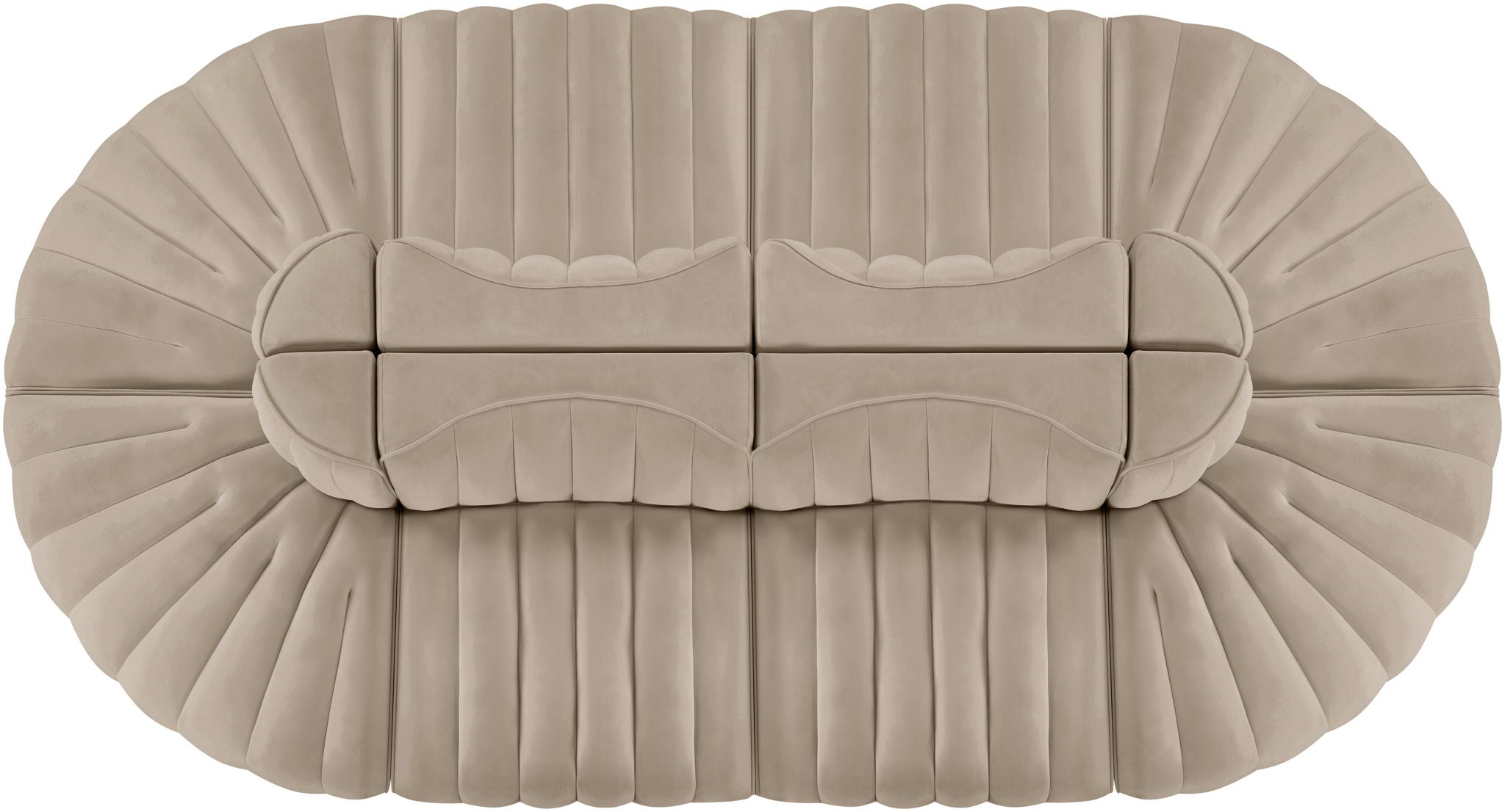 Rummi - Oval Velvet Performance Fabric Upholstered 8 Piece Modular Sectional