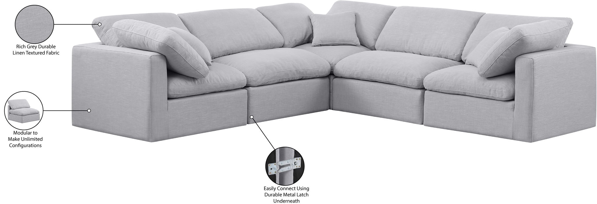 Indulge - Linen 5 Piece Modular Corner Sectional