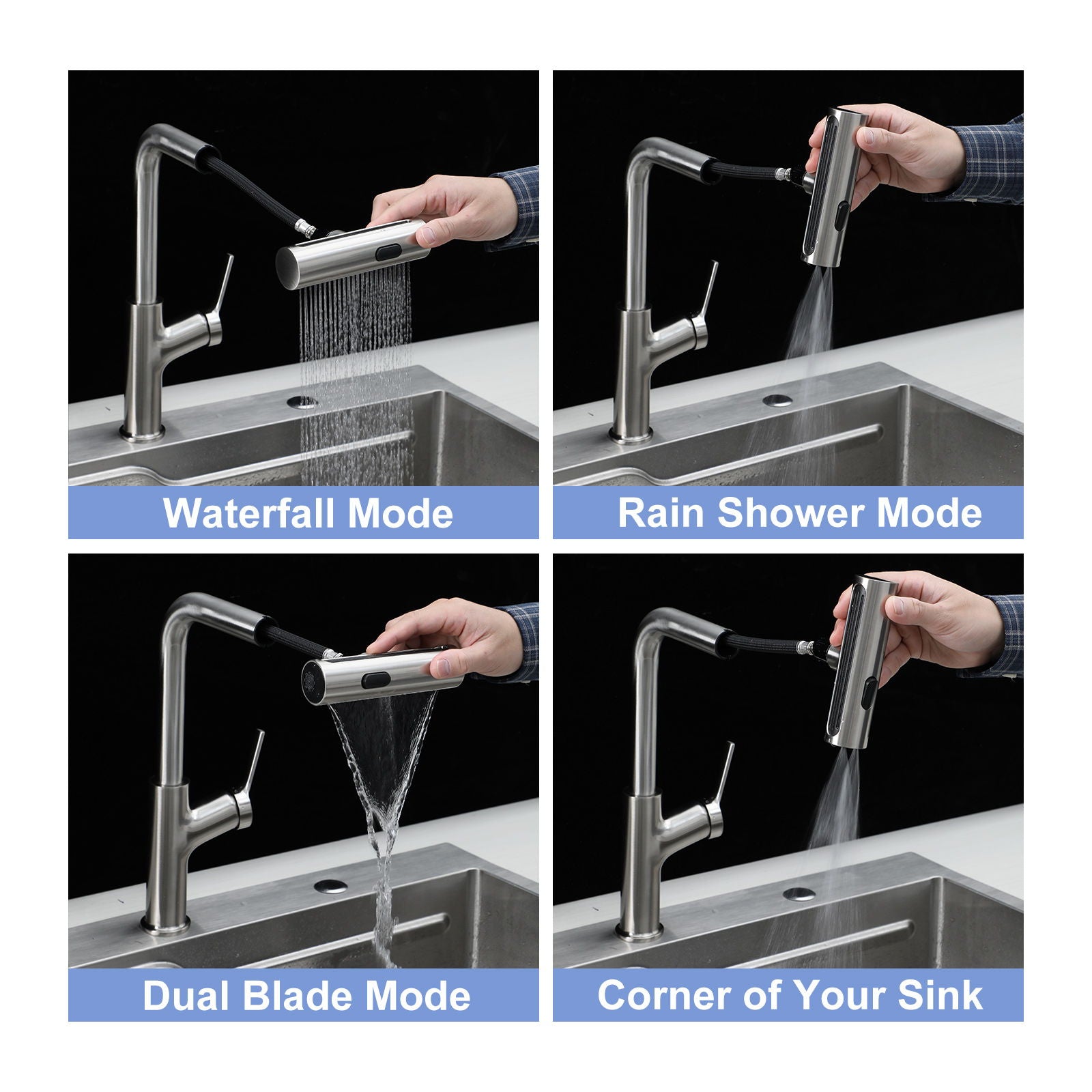 Drop-In Kitchen Sink With Pull-Out Faucet And Soap Dispenser