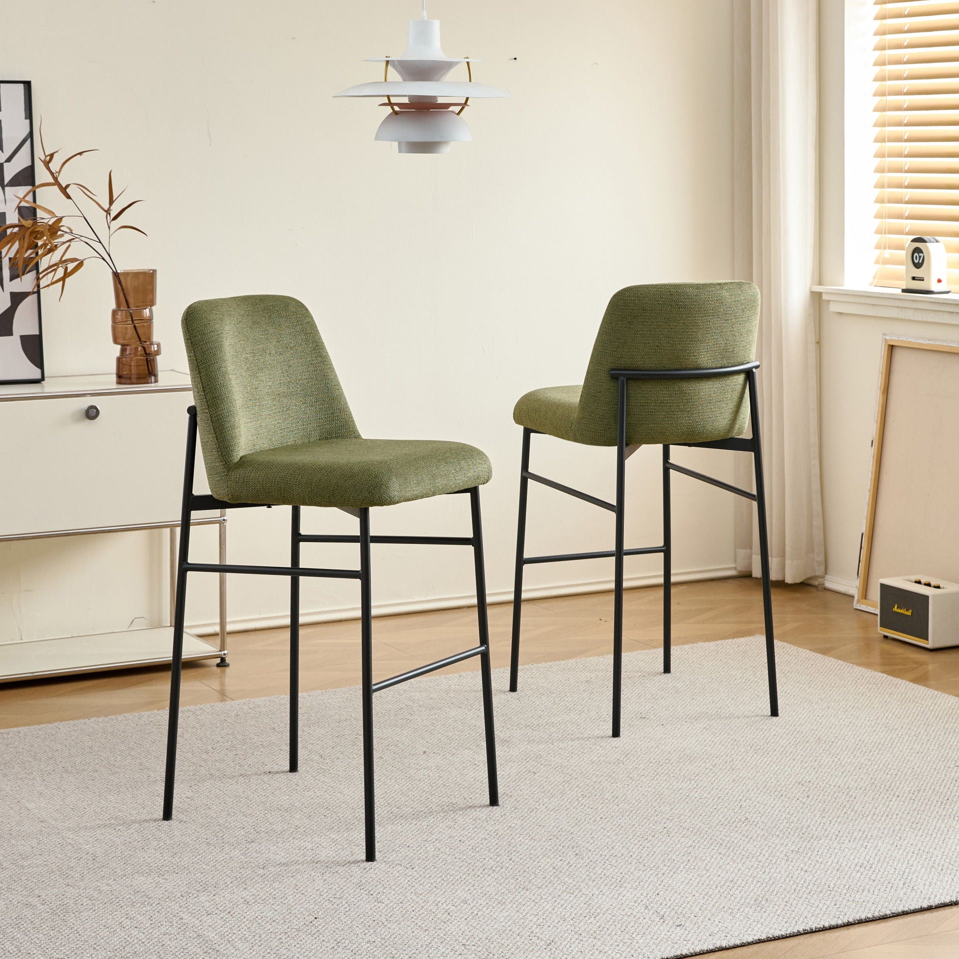 Erik - Bar Chair With Black Metal Frame (Set of 2)