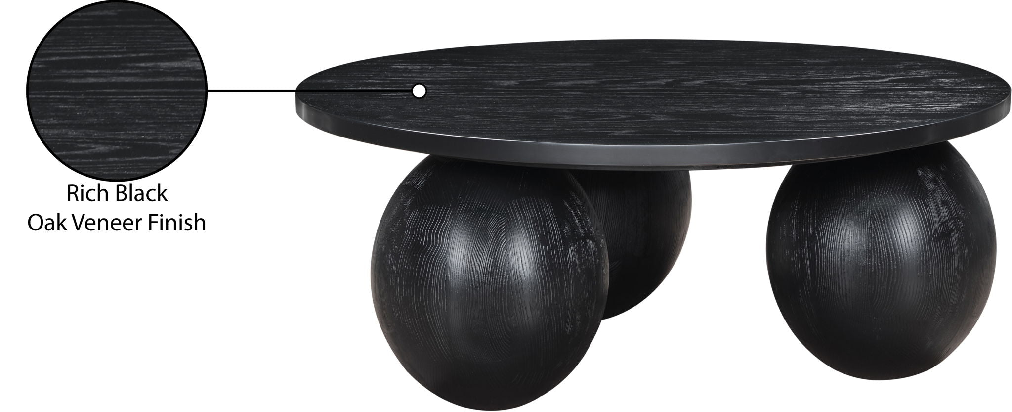 Fitch - Wood Oak Veneer Coffee Table - 3 Legs