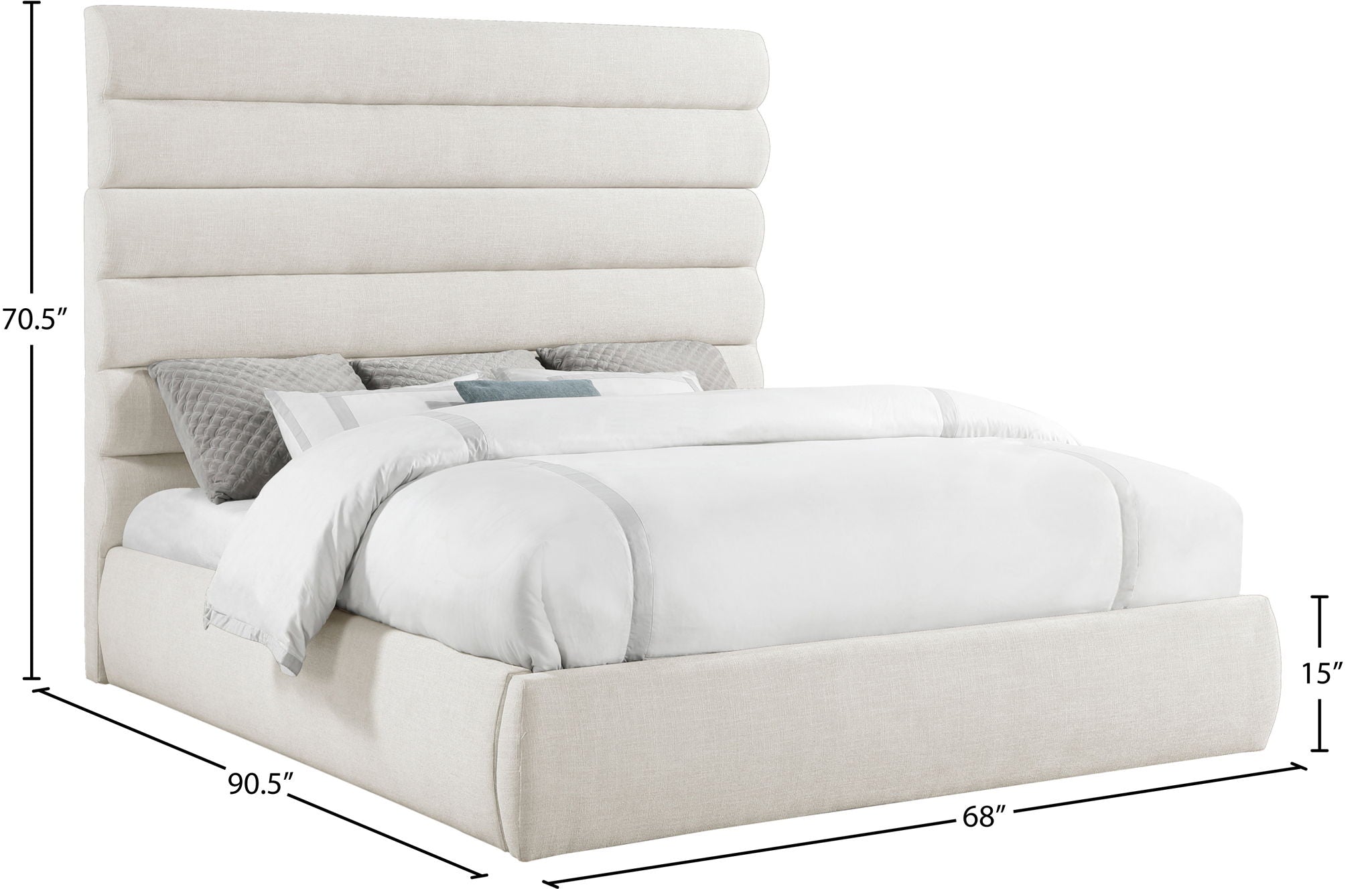 Adam - Linen Fabric Bed With 70.5" Headboard