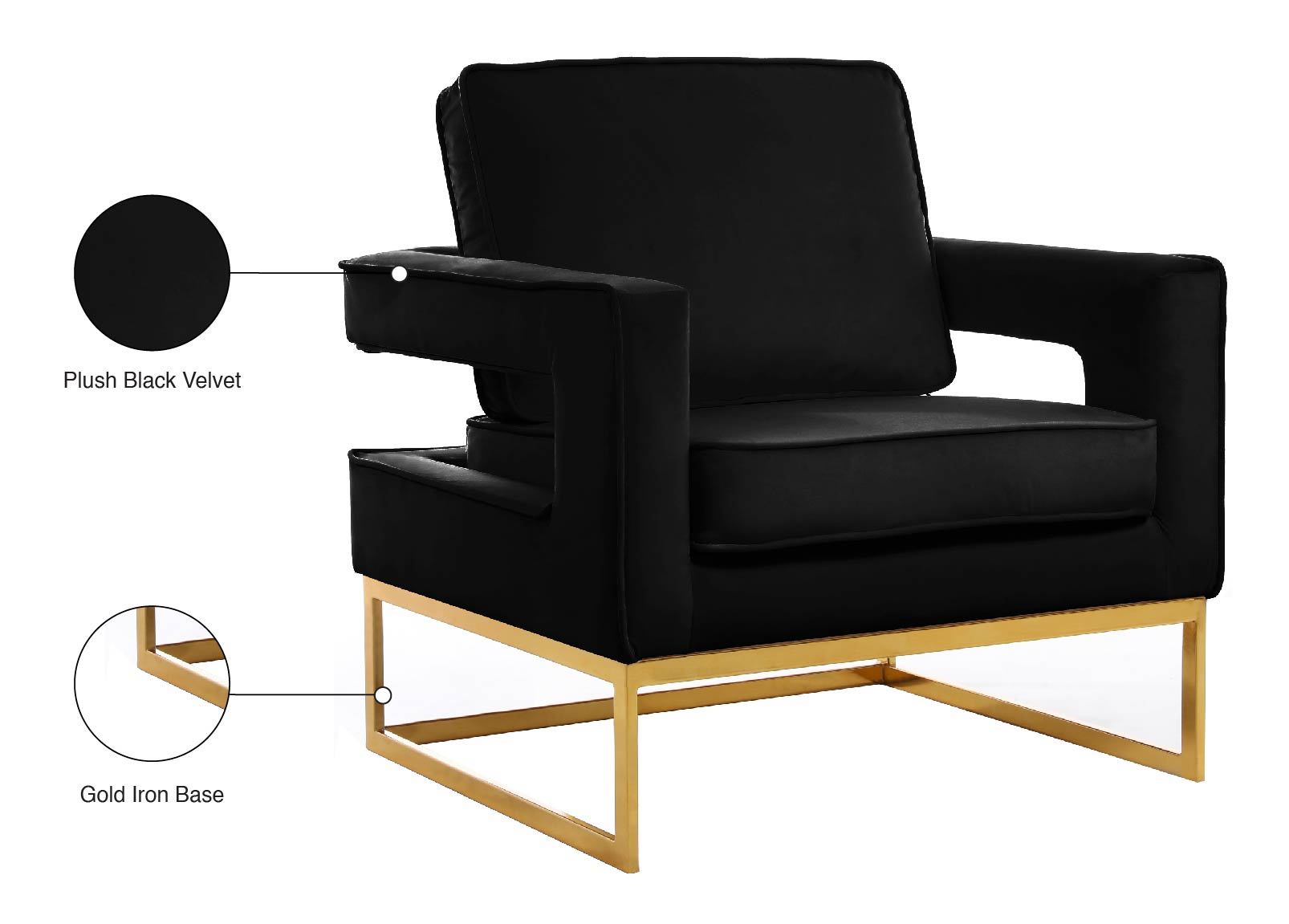 Noah - Accent Chair with Gold Legs