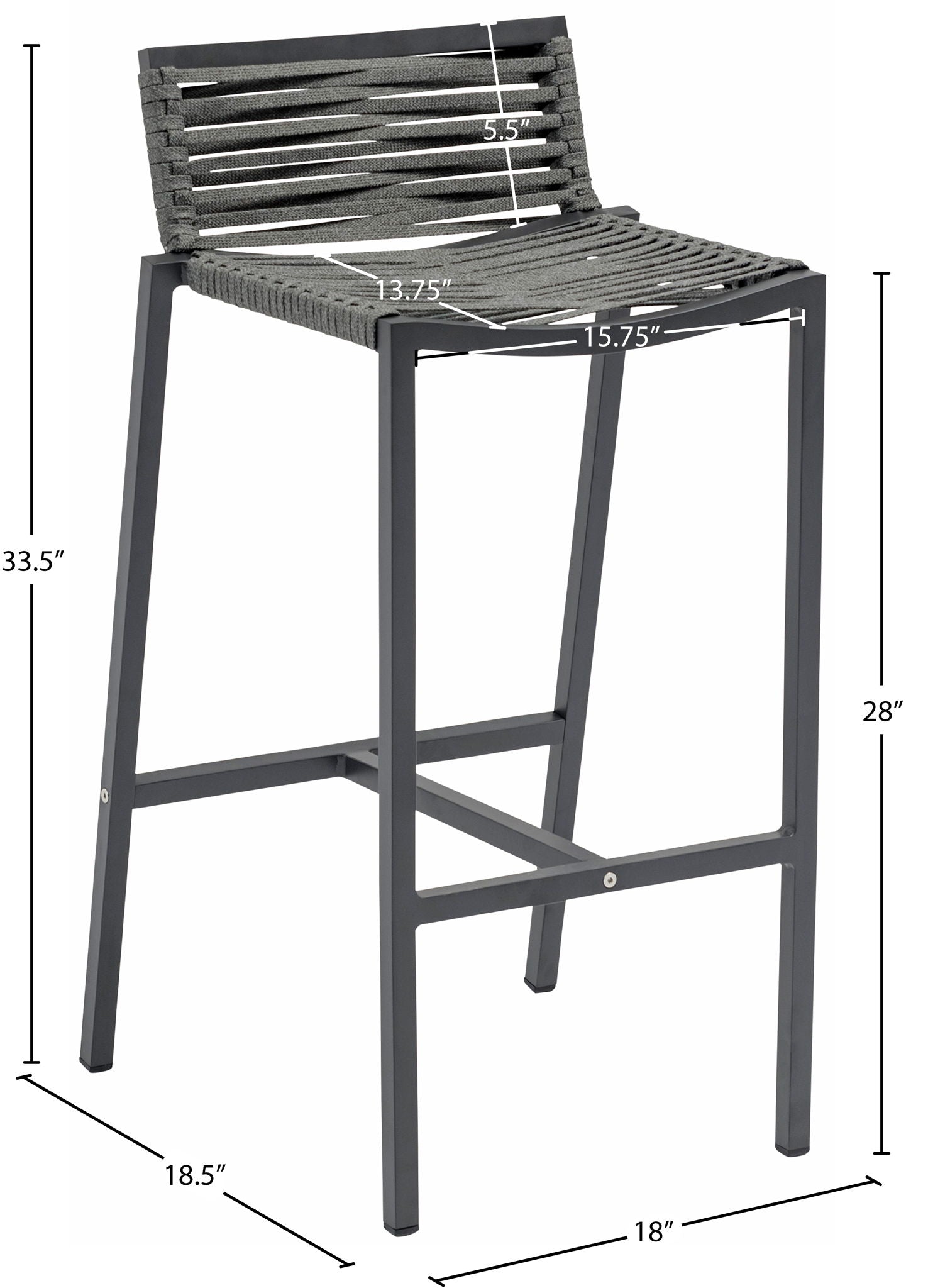 Maldives - Rope Outdoor Patio Bar Stool (Set of 2)