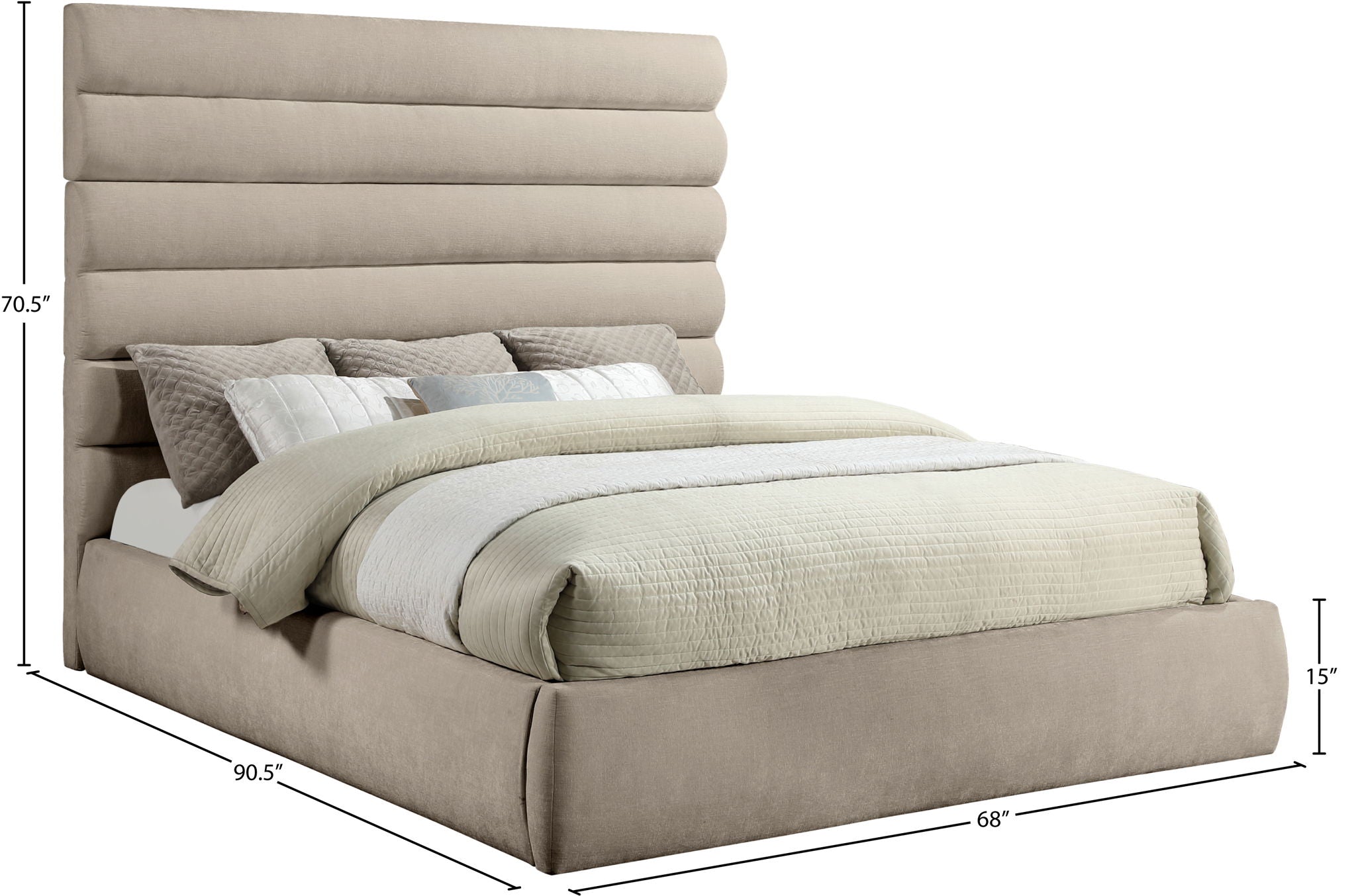 Adam - Chenille Fabric Bed With 70.5" Headboard