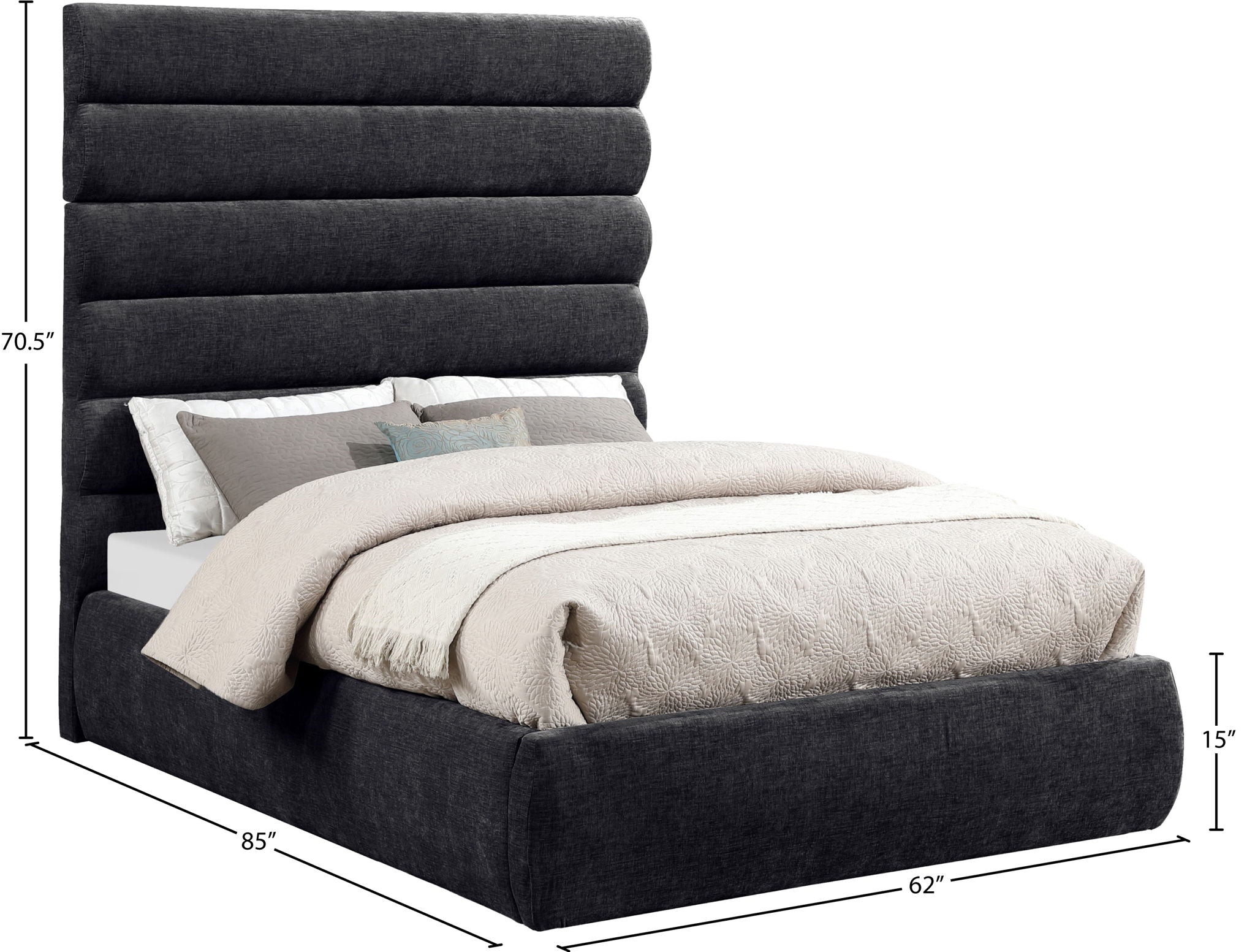 Adam - Chenille Fabric Bed With 70.5" Headboard