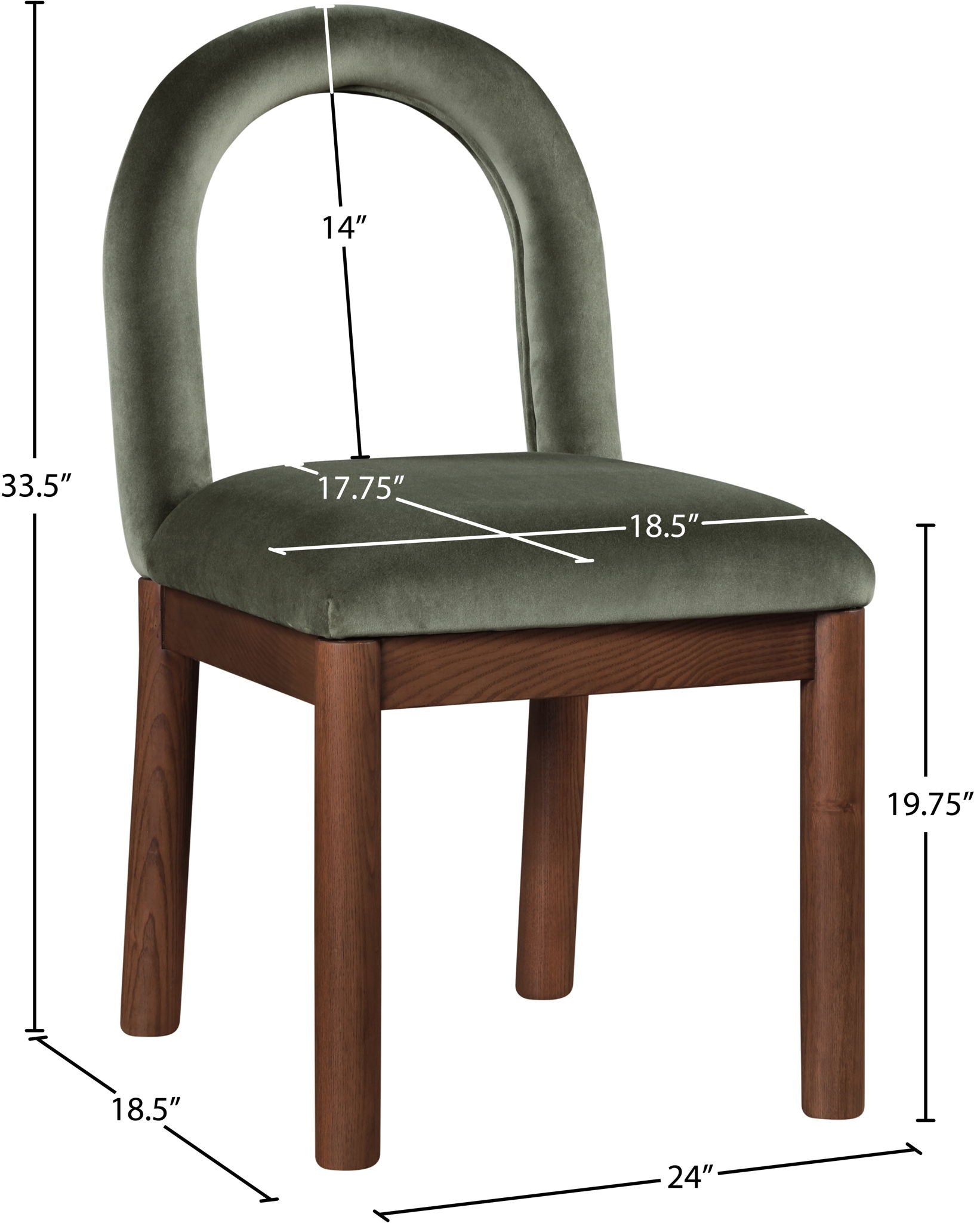 Conrad - Velvet Dining Chair With Brown Legs
