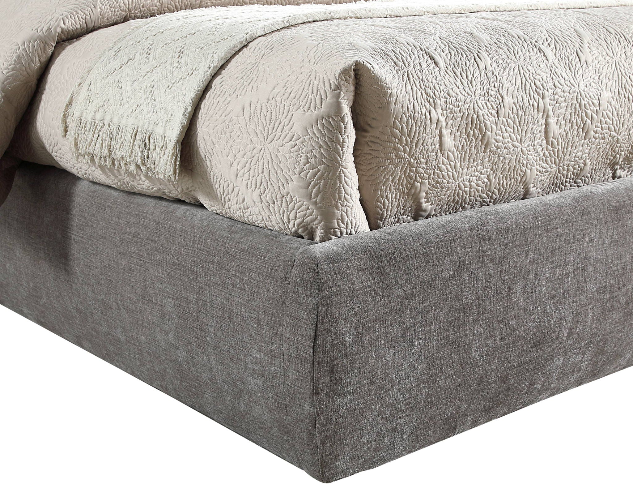 Adam - Chenille Fabric Bed With 52" Headboard