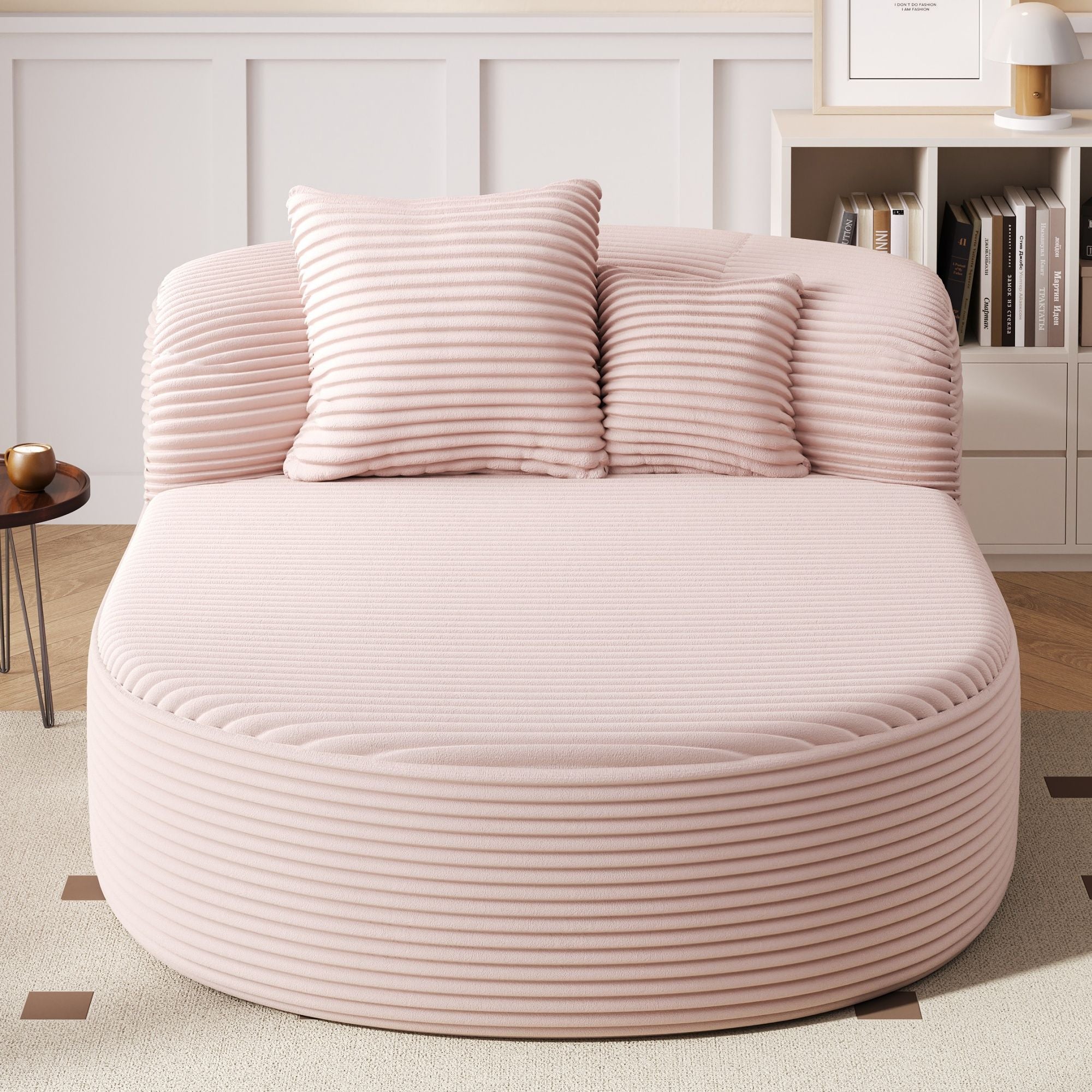 Modern Chaise Lounge Sofa Boneless Couch With Supportive Pillows