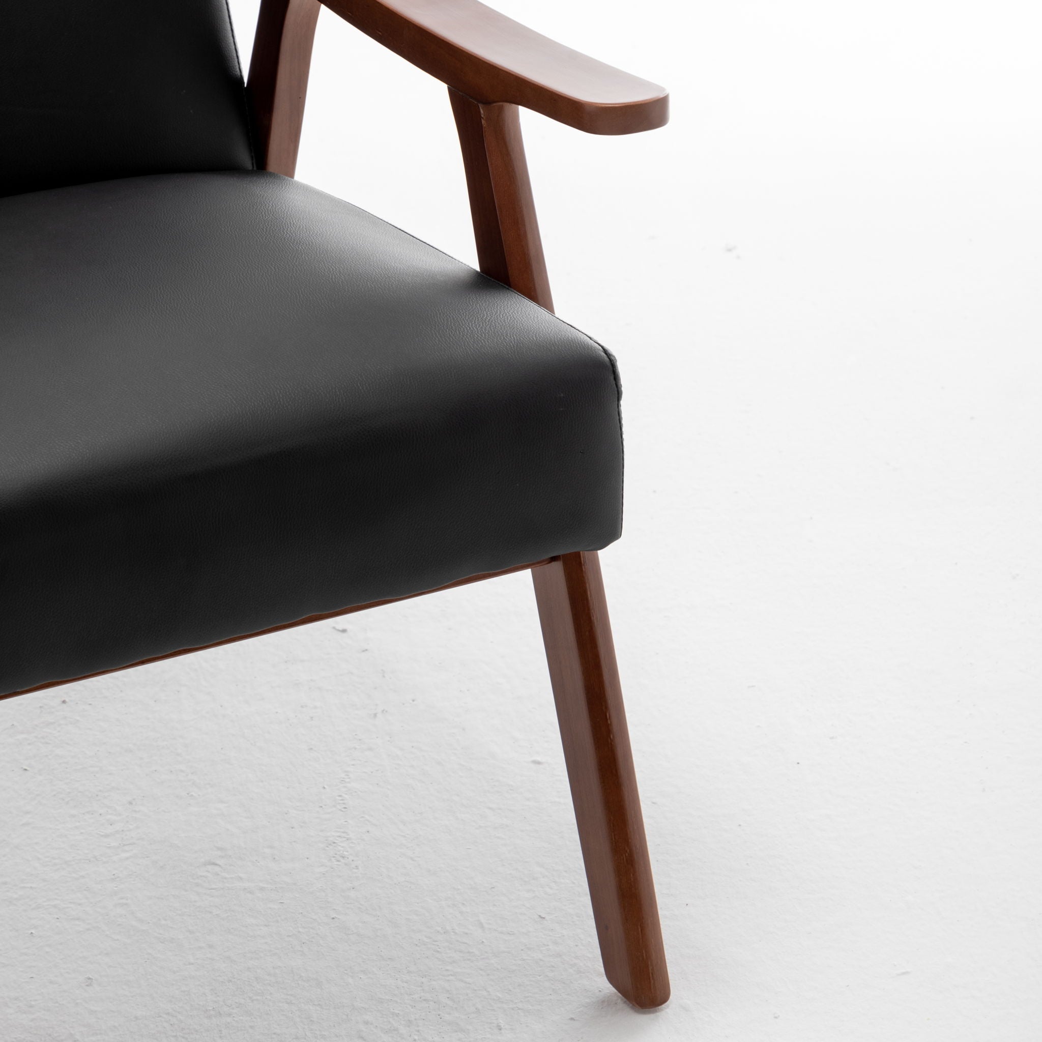 Mid Century Modern Accent Chair With Solid Wood Frame And Extra Thick Backrest