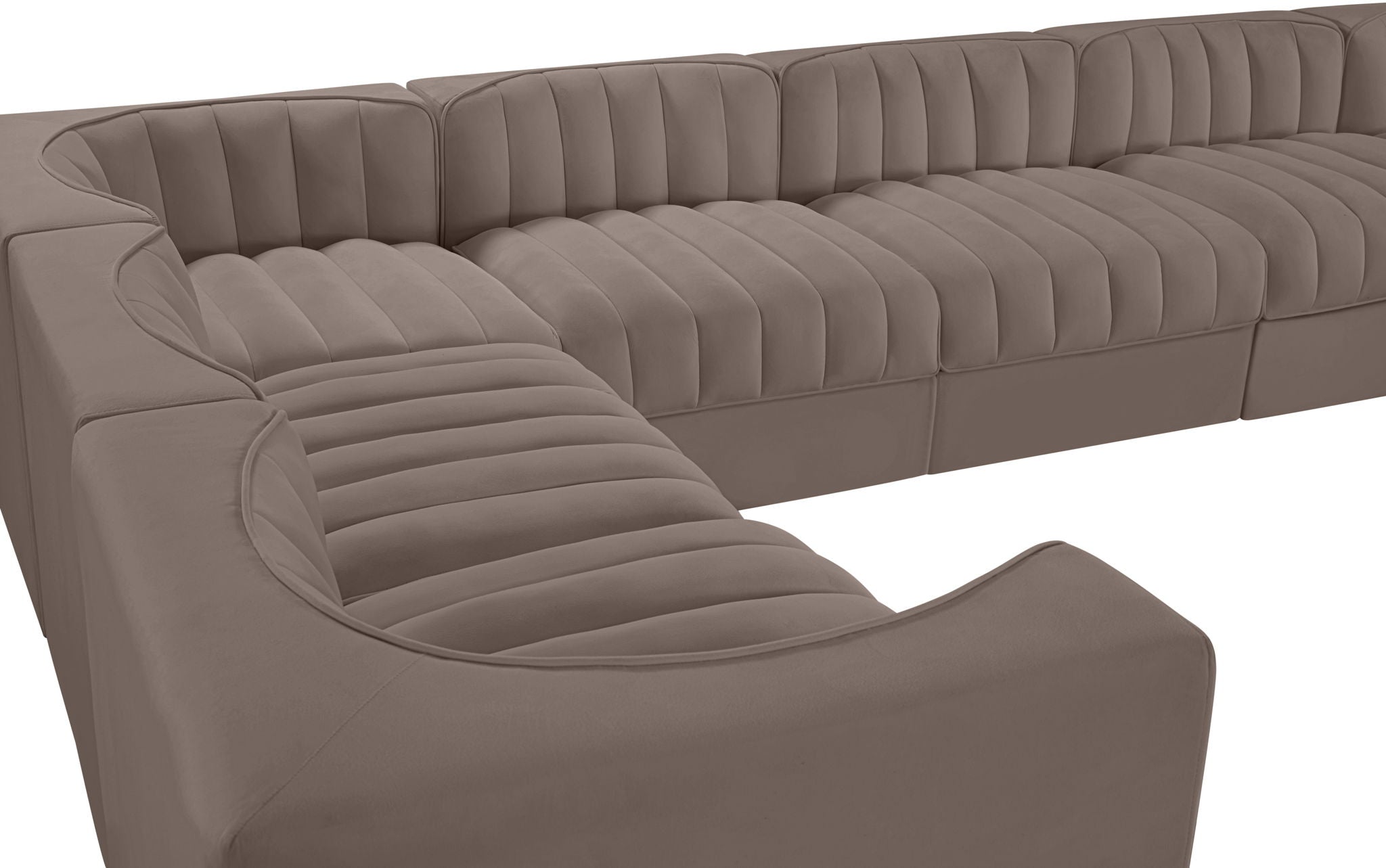 Rummi - Velvet Performance Fabric Upholstered 10 Piece Modular Sectional