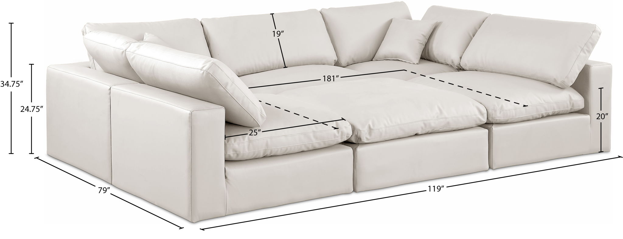 Comfy - 6 Piece Faux Leather Sectional
