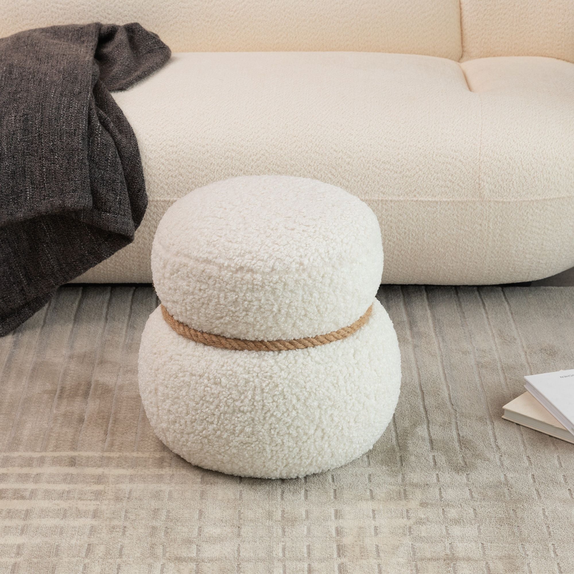 Snowman Stool With Cushion And Solid Wood Frame
