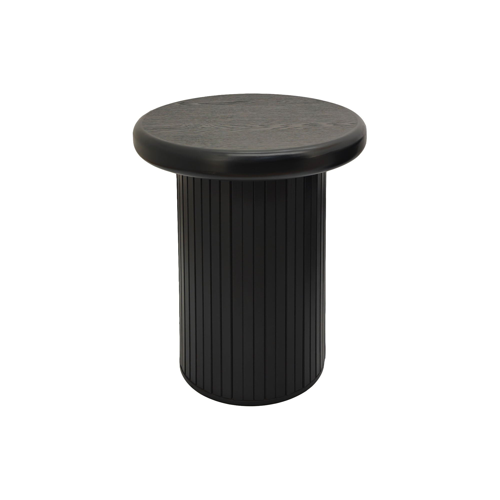 Fluted Cylinder Side Tables, Round End Tables For Living Room (Set of 2) - Black