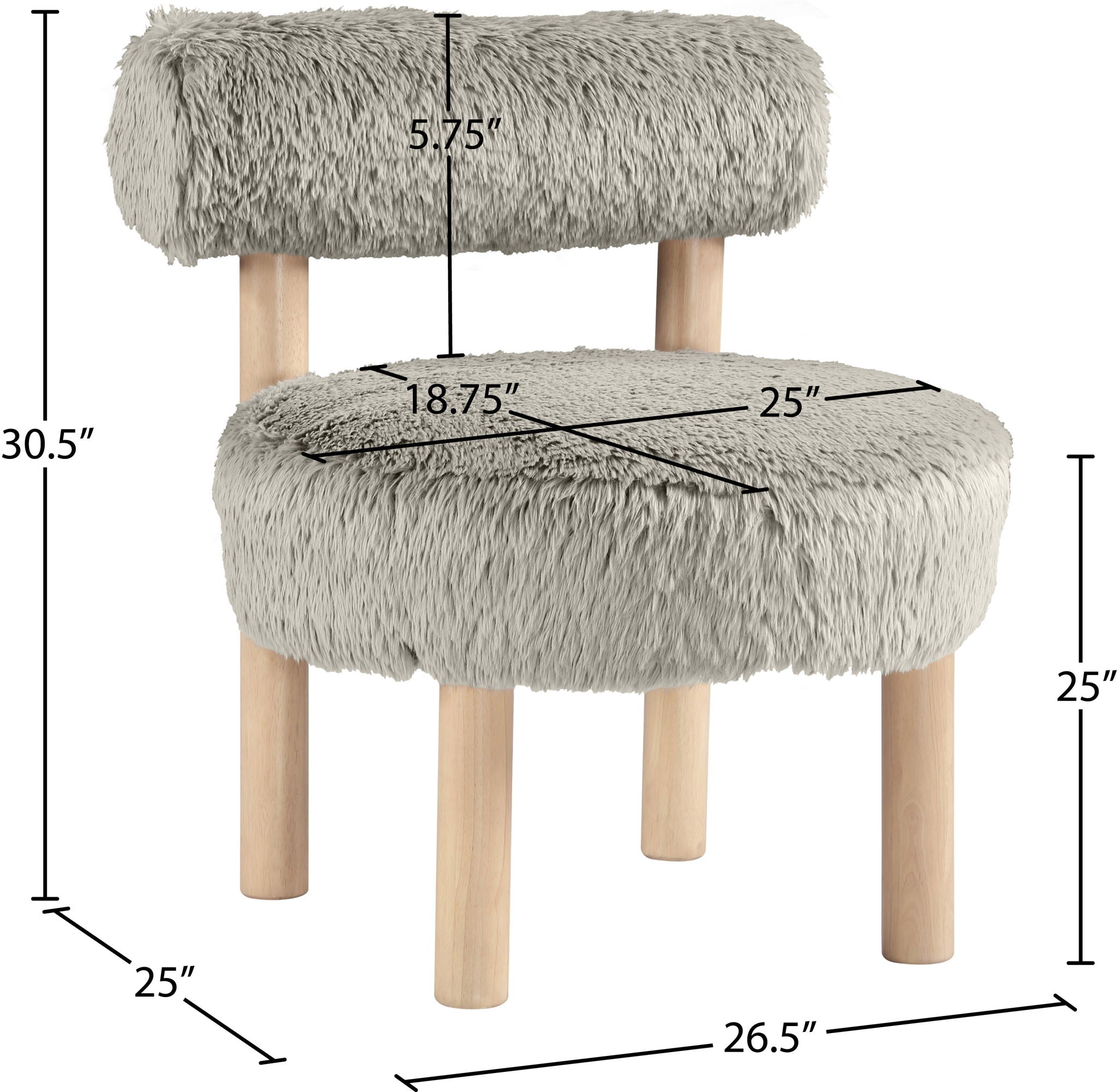 Ambre - Vegan Shearling Fabric Accent Chair - Taupe