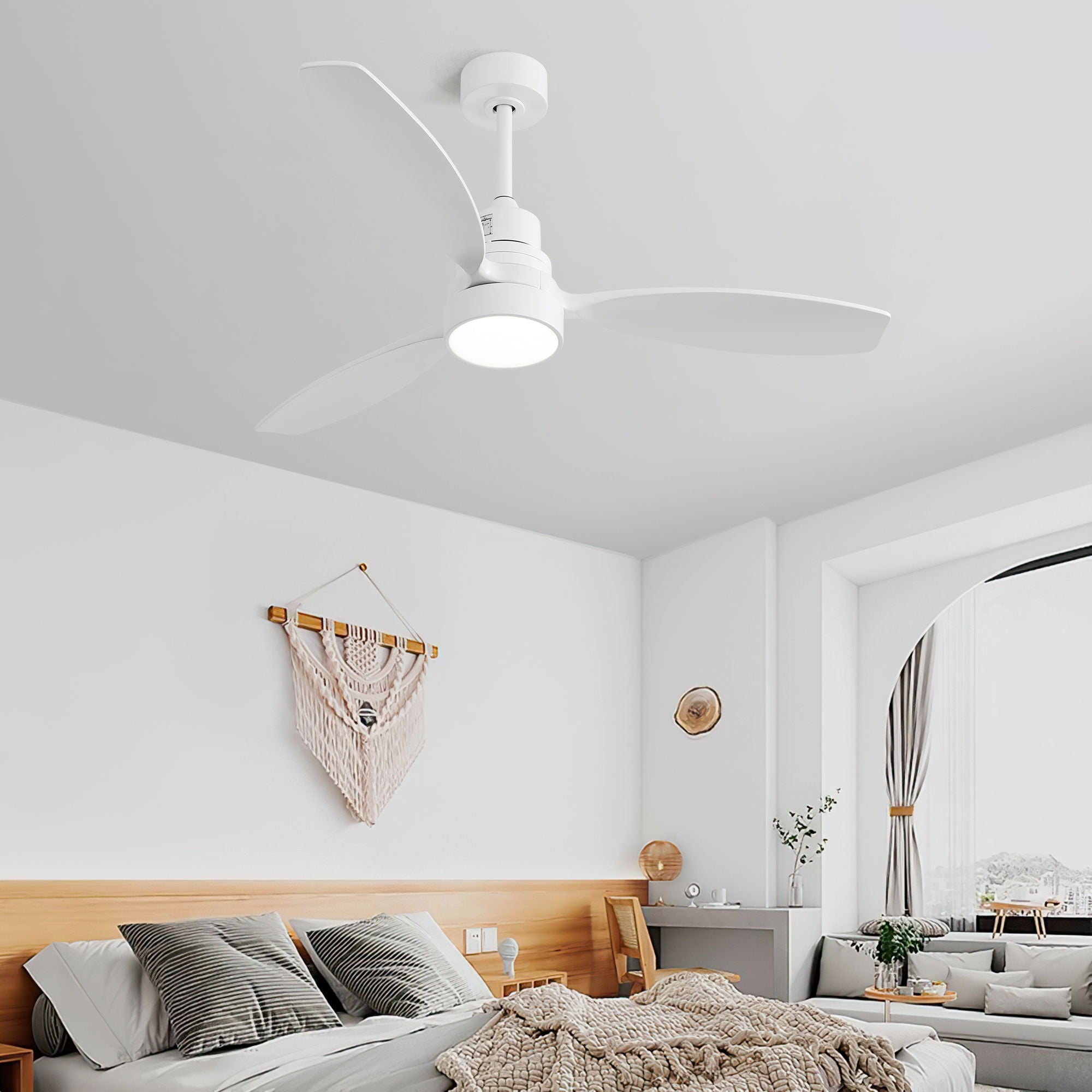 Ceiling Fan With Reversible DC Motor, LED Light, Solid Blades, Remote Control