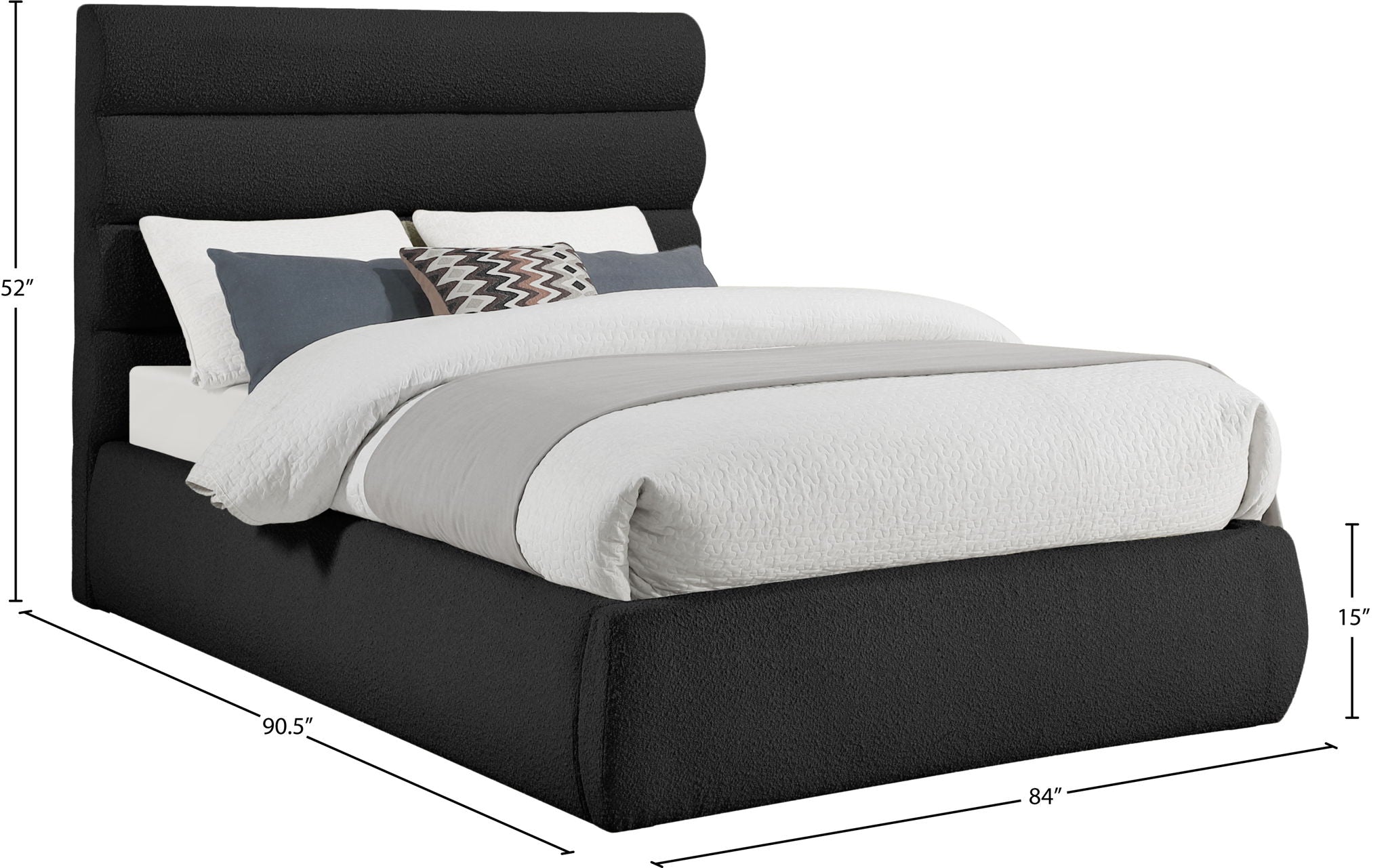 Adam - Boucle Fabric Bed With 52" Headboard