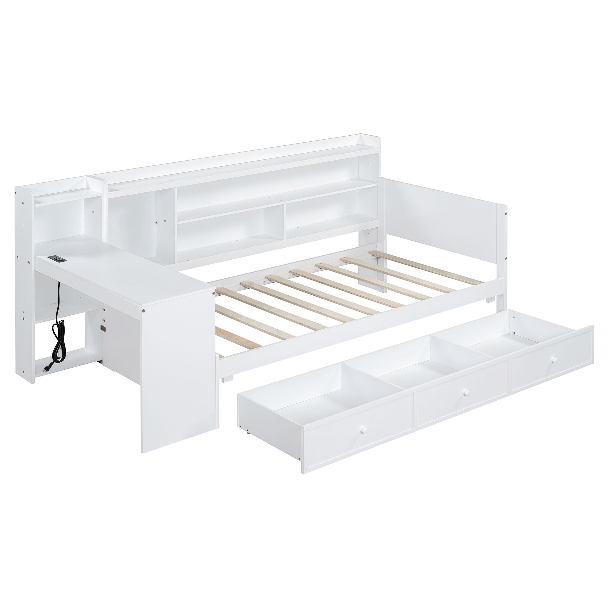 Daybed With 3 Drawers USB Ports And Desk