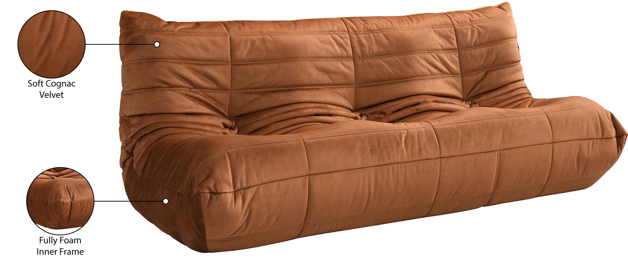 Relax - Velvet 77.75" Upholstered Sofa