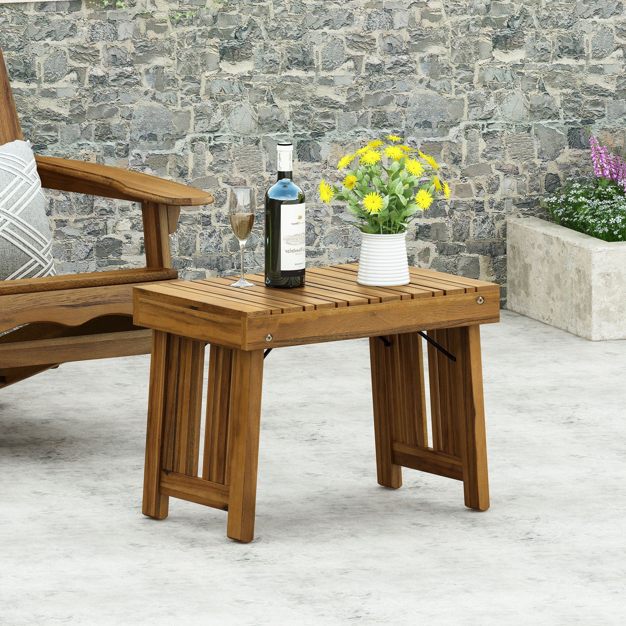 Temptation - Outdoor Foldable Side Table With Slat Design