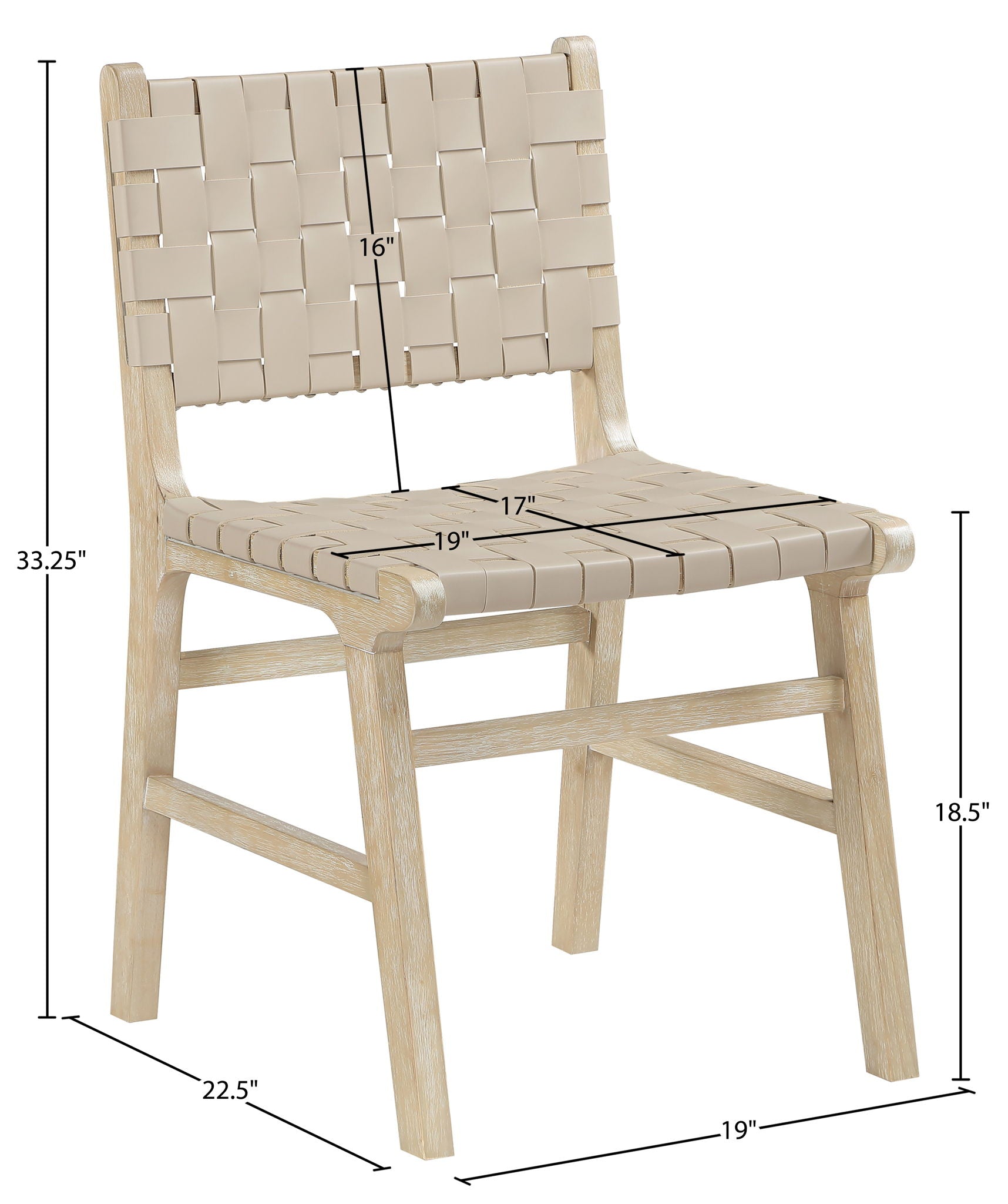 Entwine - Vegan Leather Upholstered Dining Chair - Painted Natural