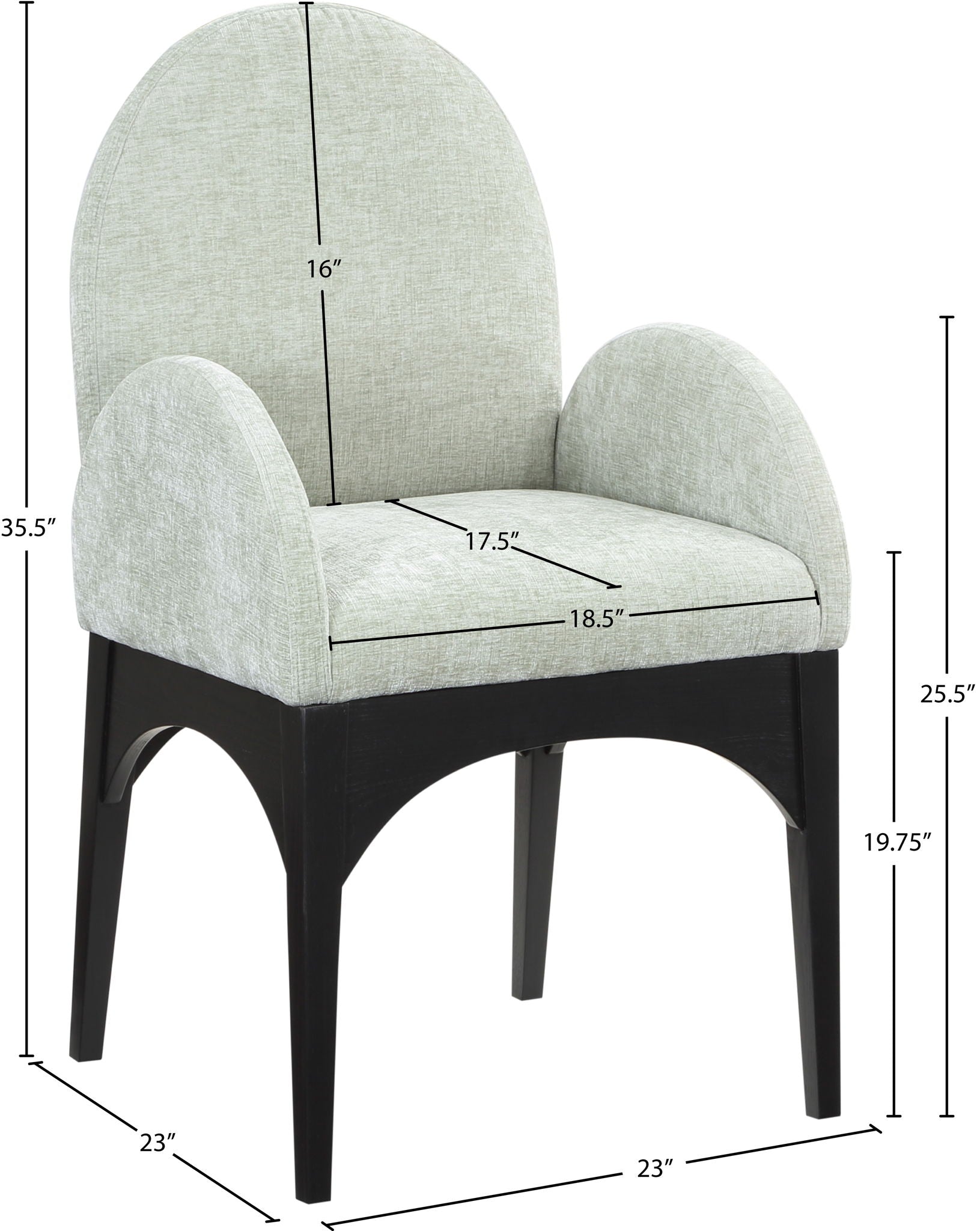 Waldorf - Chenille Dining Arm Chair With Black Legs