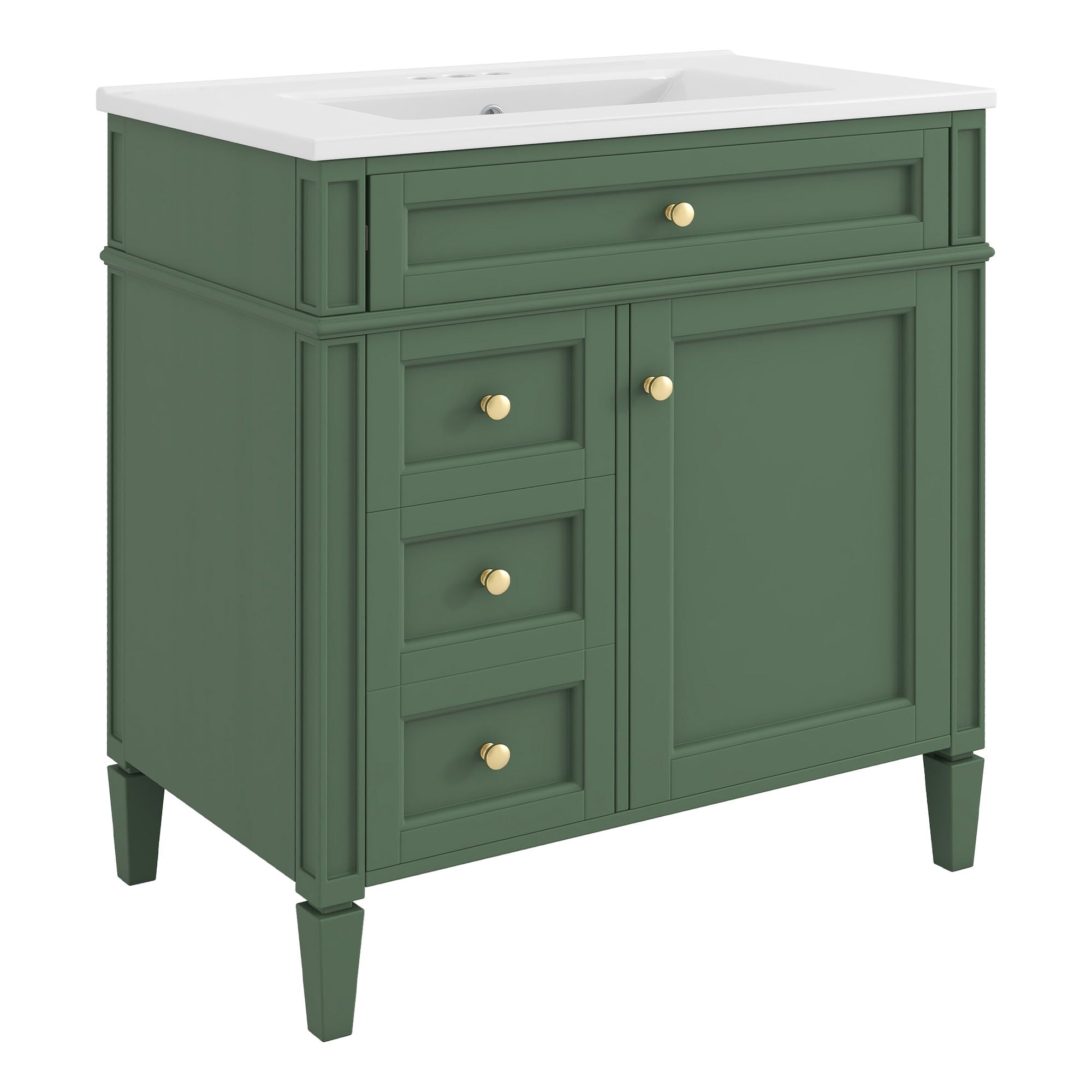 Bathroom Vanity With Top Sink, Storage Cabinet With 2 Drawers, Tip Out Drawer
