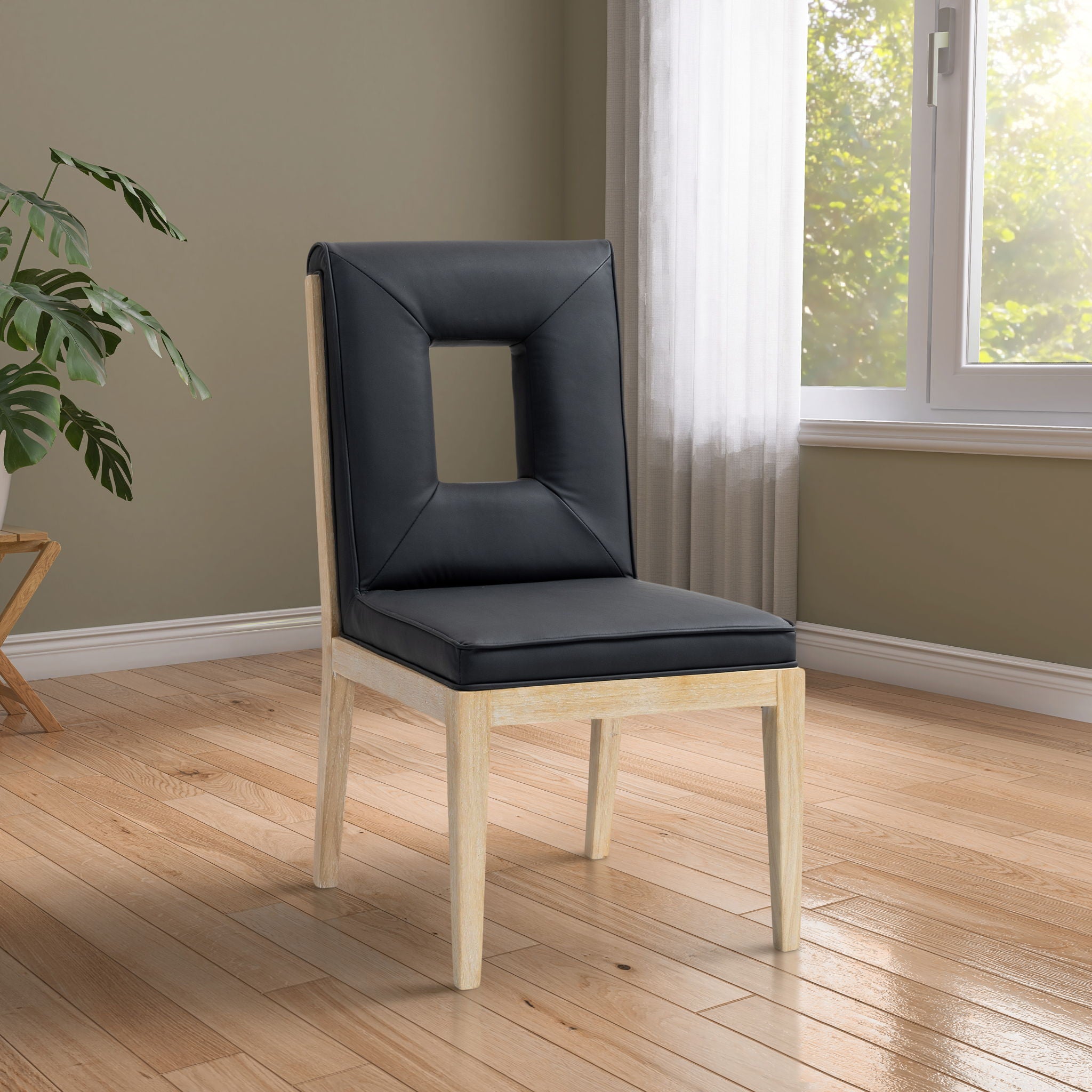 Gwendolyn - Faux Leather Dining Side Chair With Natural Frame (Set of 2)