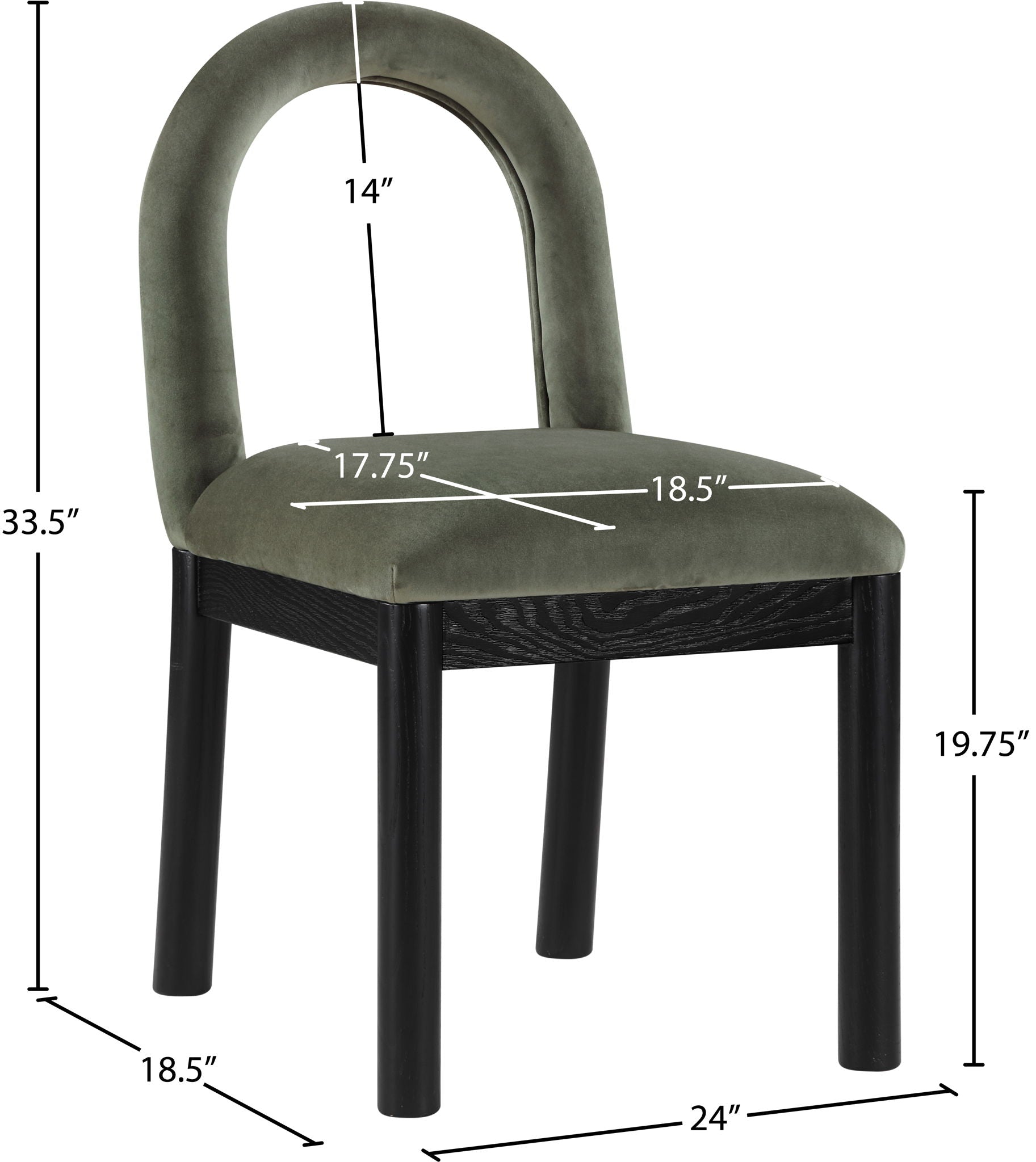 Conrad - Velvet Dining Chair With Black Legs