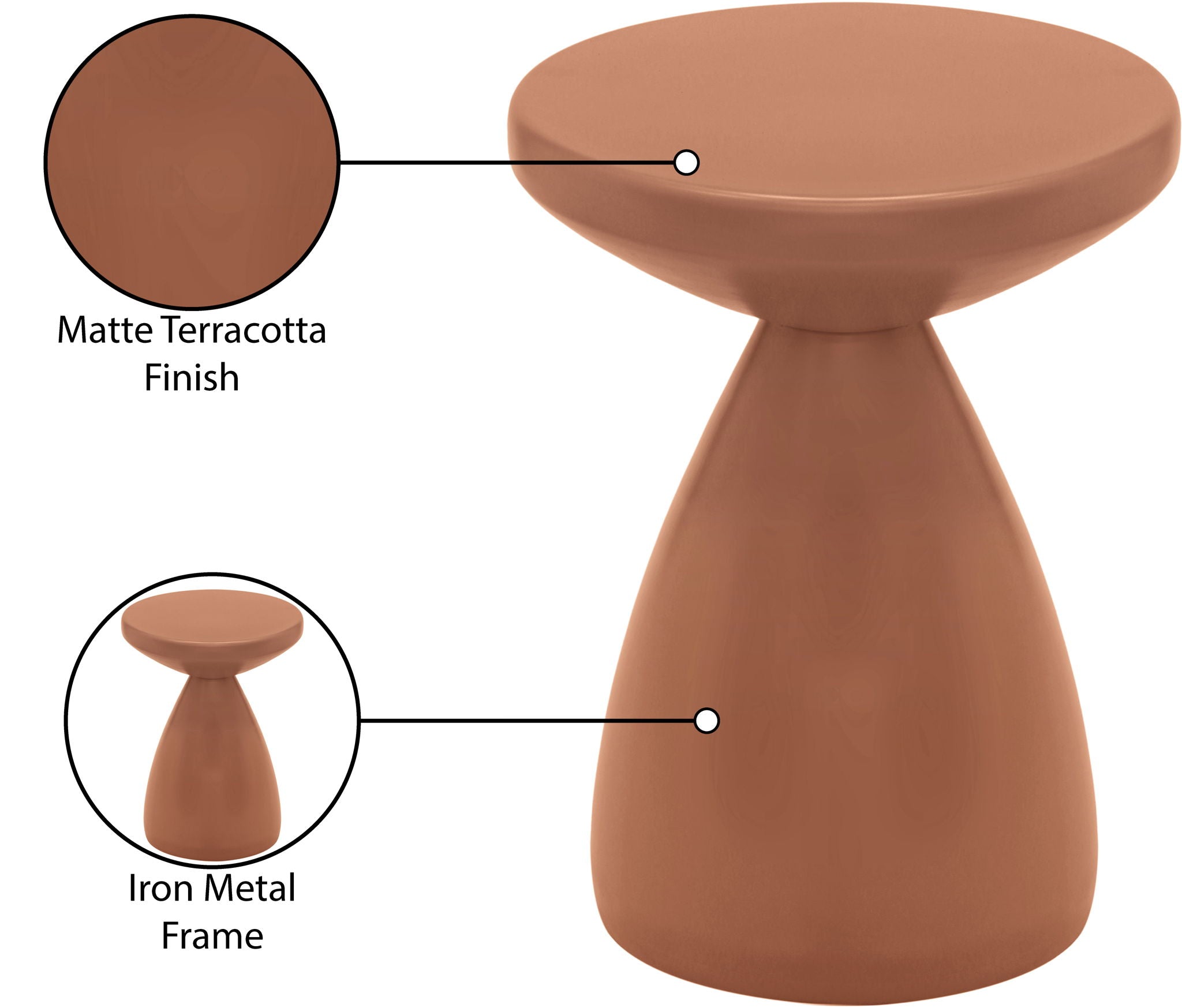 Anika - Iron End Table - Terracotta