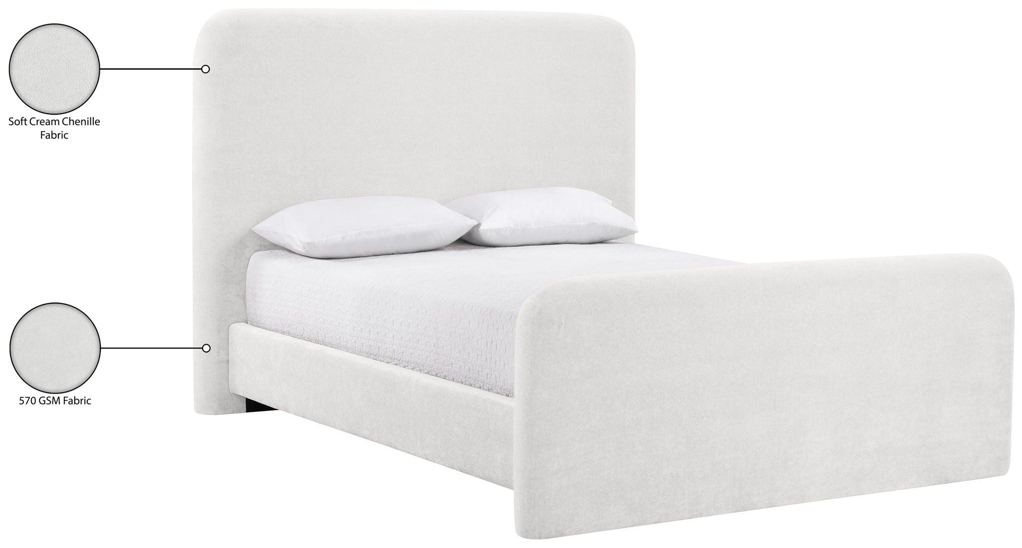 Fira - Chenille Fabric Upholstered Bed