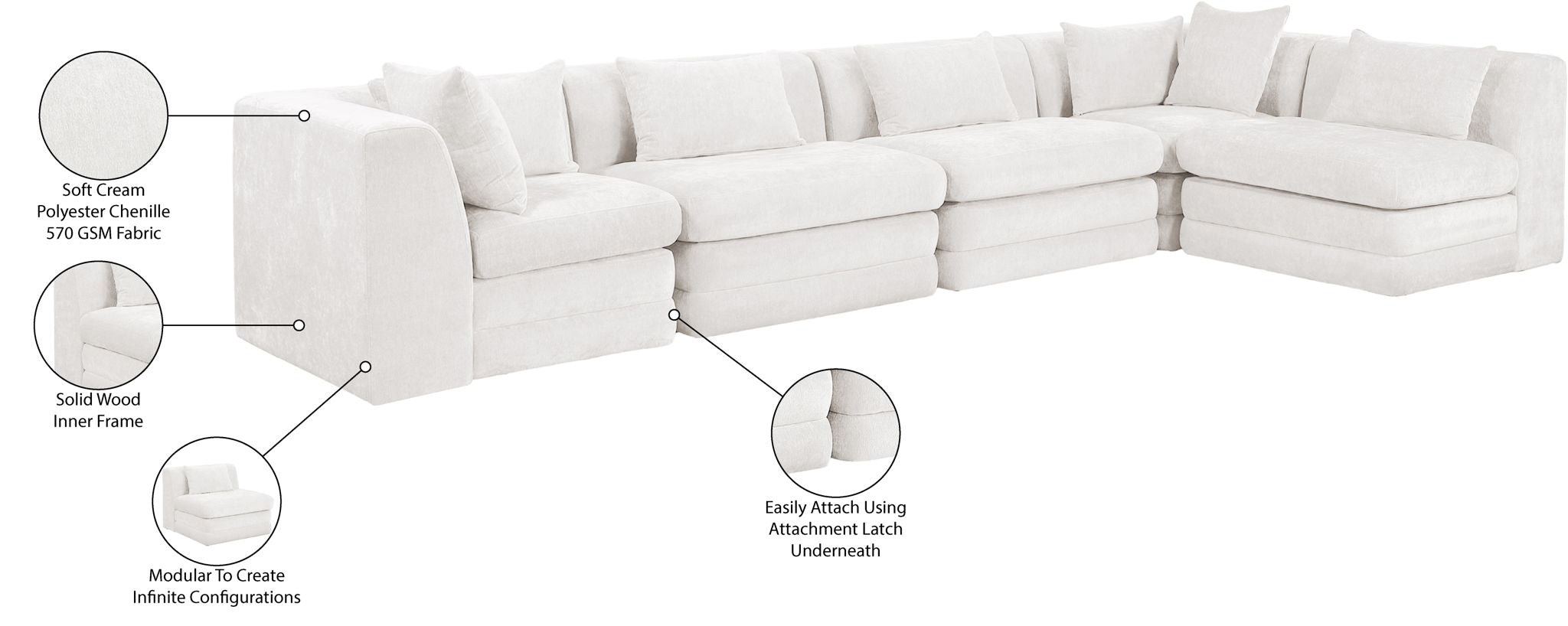 Stellar - 5 Piece Upholstered Modular Sectional