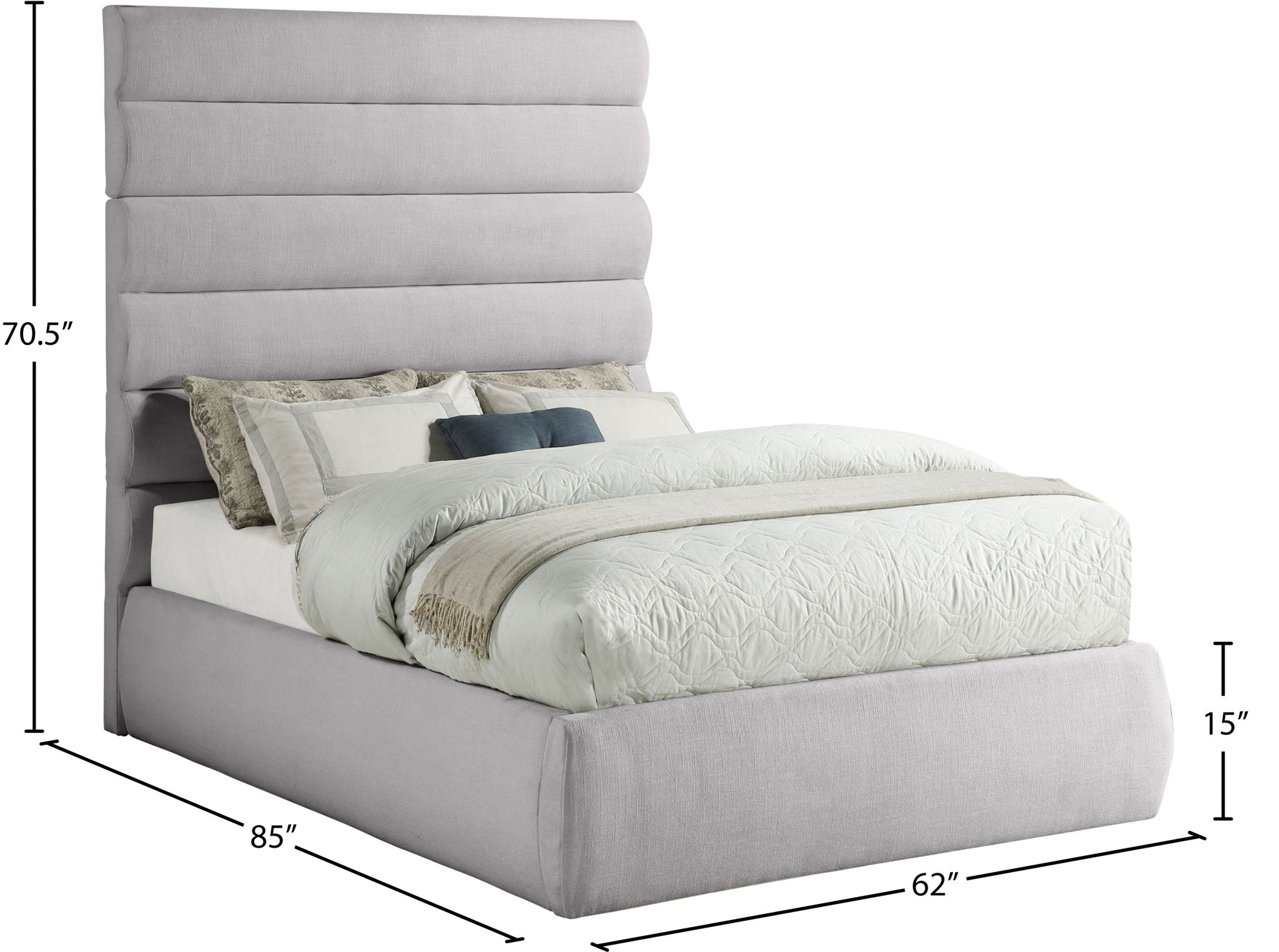 Adam - Linen Fabric Bed With 70.5" Headboard