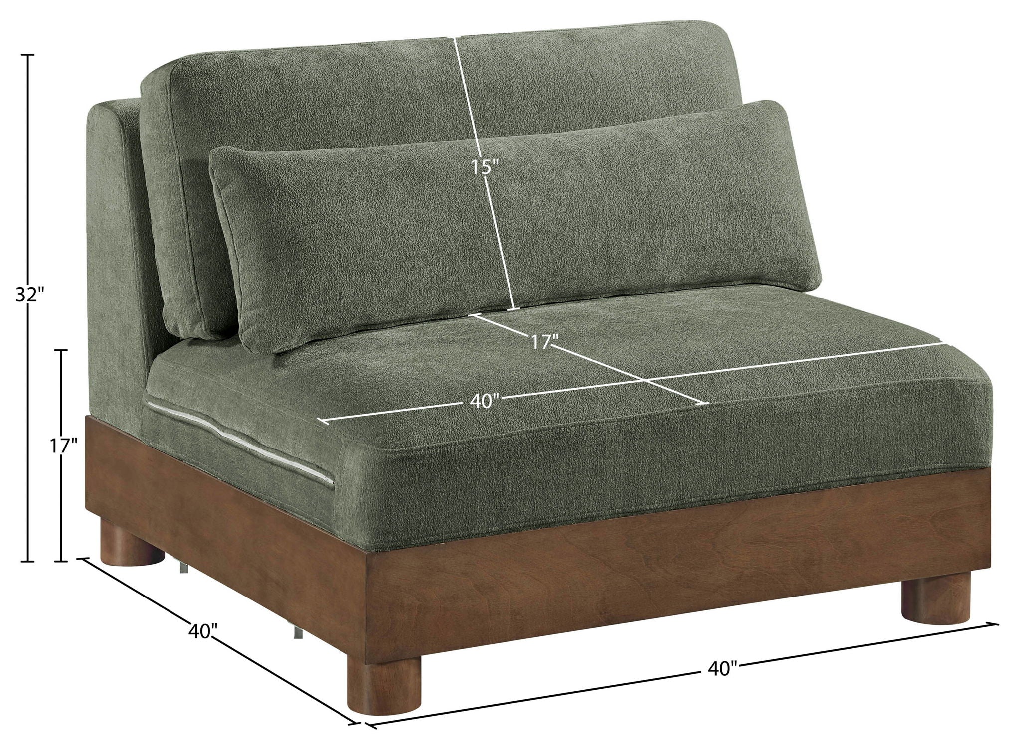 Turin - Chenille Fabric Upholstered Modular Armless Chair