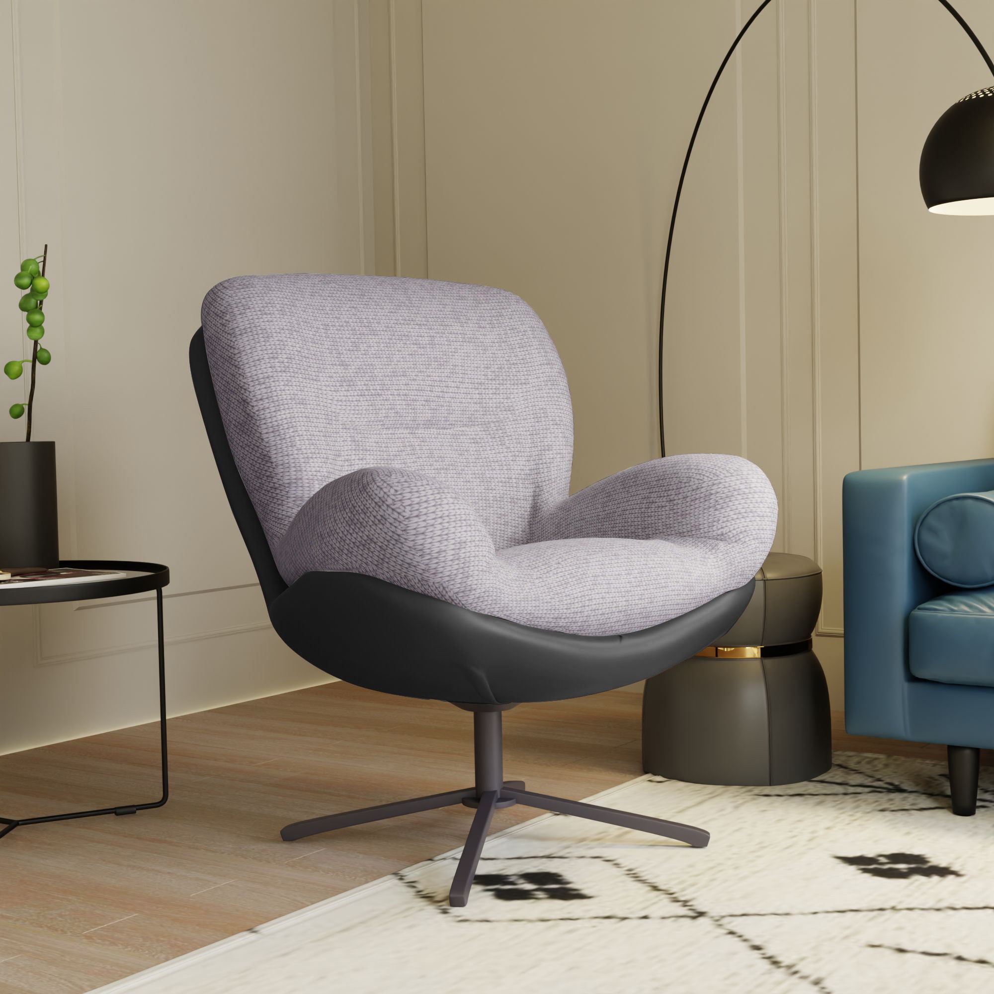 360° Swivel Office Chair, No Wheels